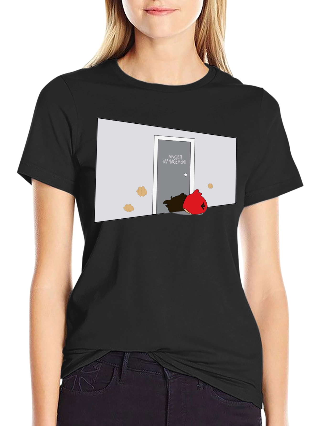 Black Anger Management Bird T-Shirt view 2