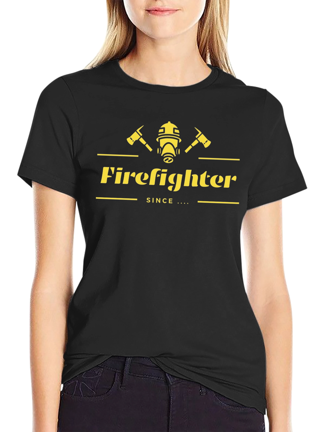 Black Firefighter Graphic Tee - Black Cotton Blend view 2