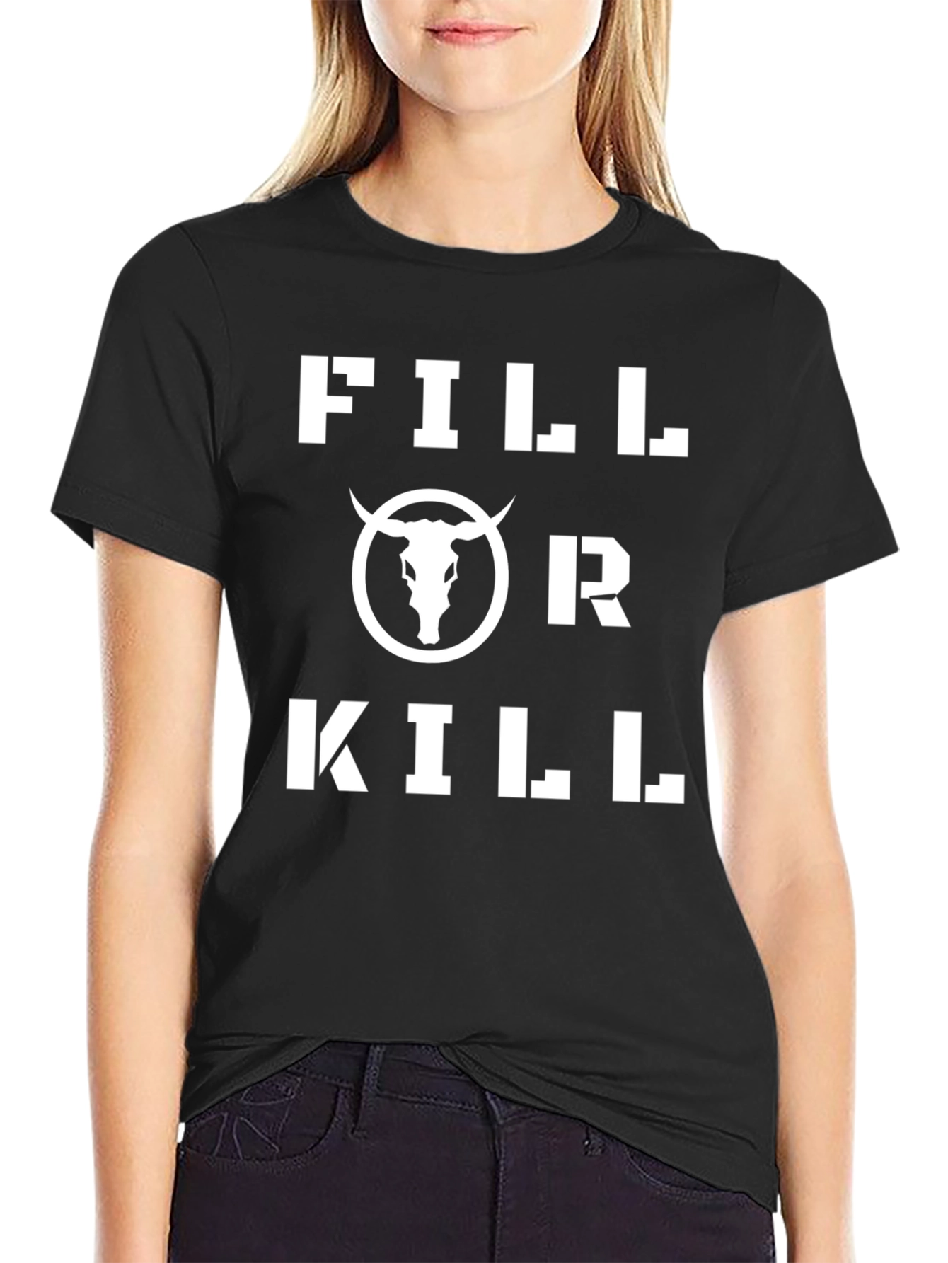 Black Fill or Kill Bull Graphic Black T-Shirt view 2