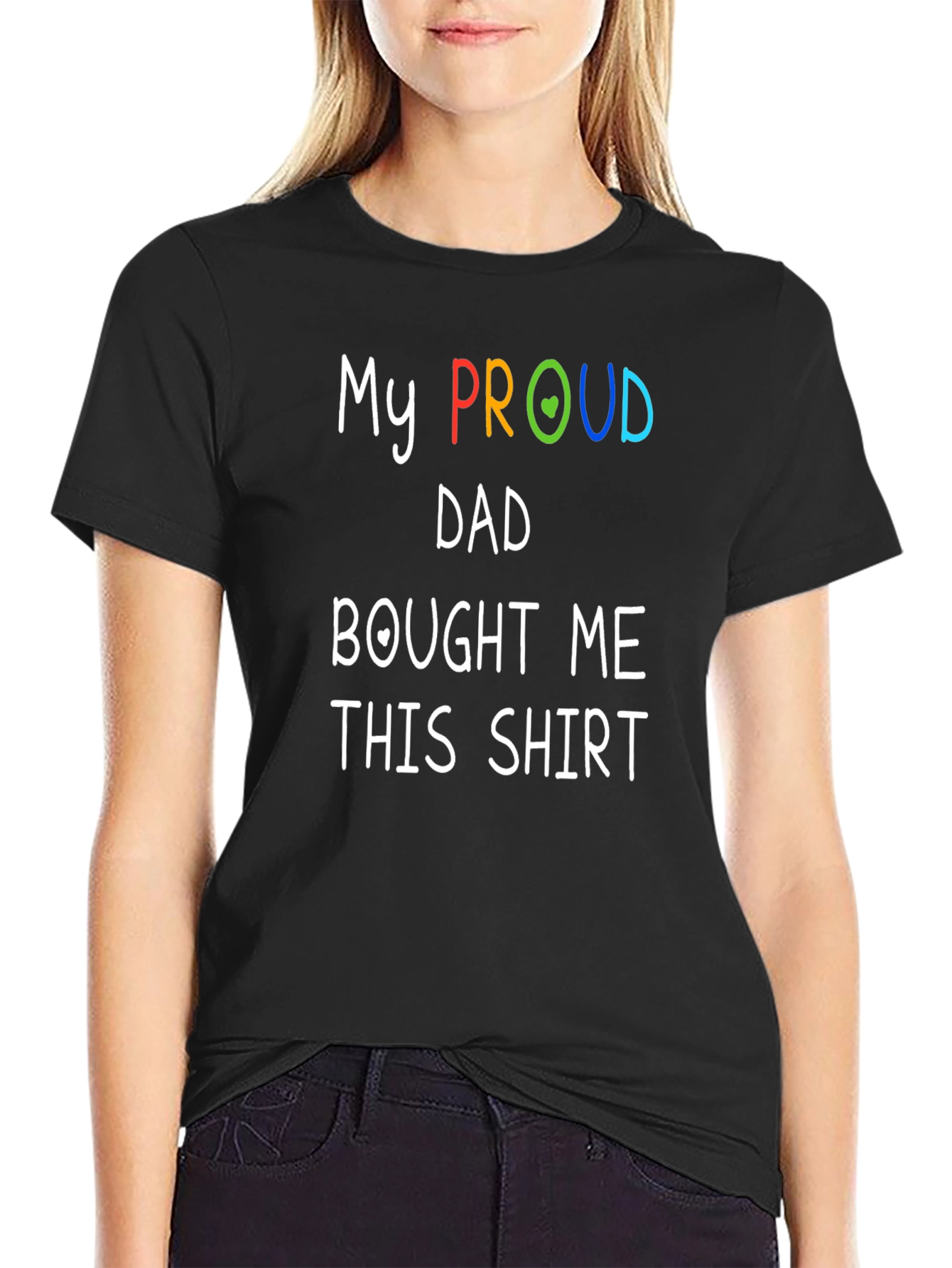 Black Proud Dad T-Shirt - LGBTQ+ Support view 2
