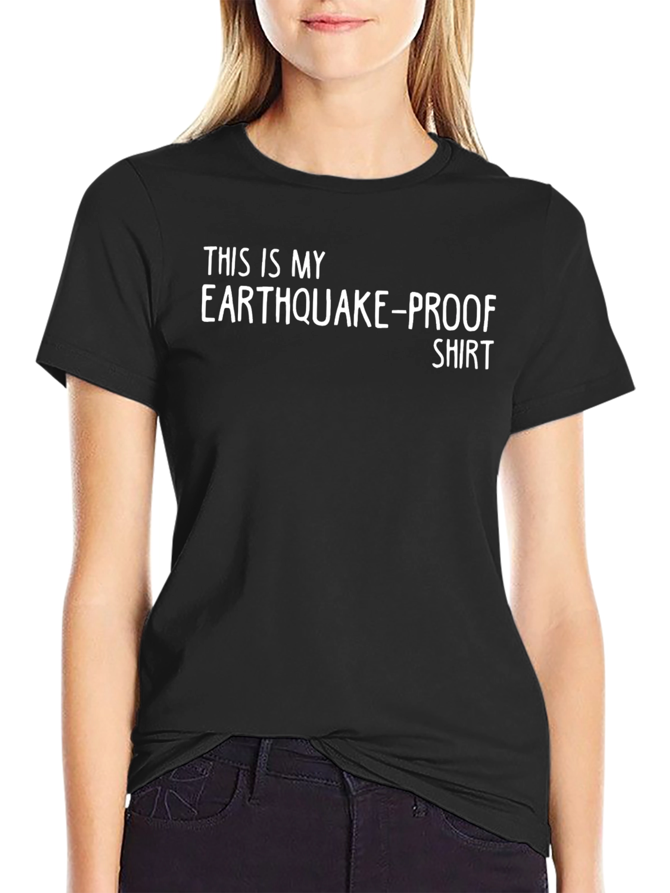 Black Earthquake-Proof Shirt - Novelty Tee view 2