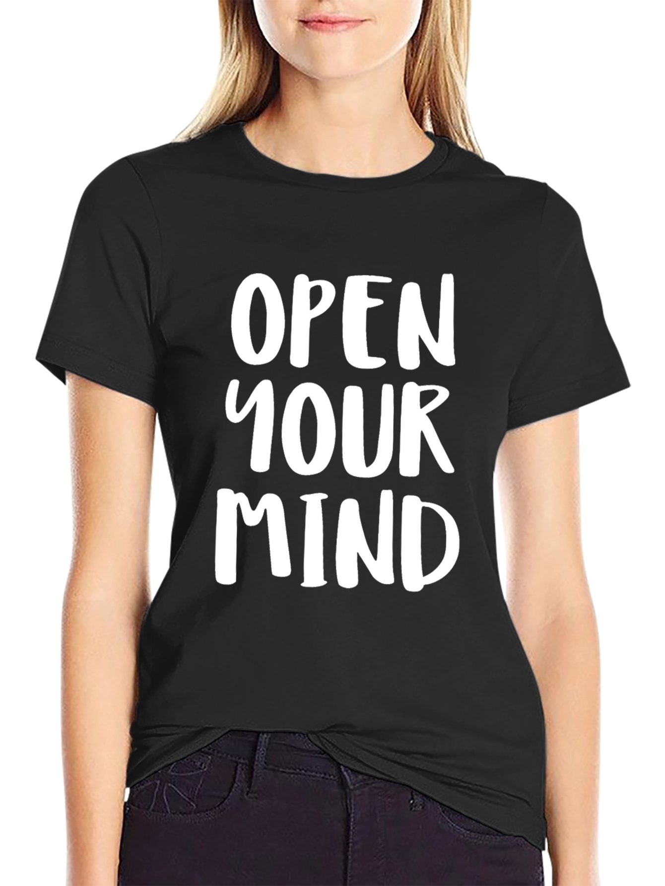 Black Open Your Mind Graphic Tee - Bold Statement Shirt view 2