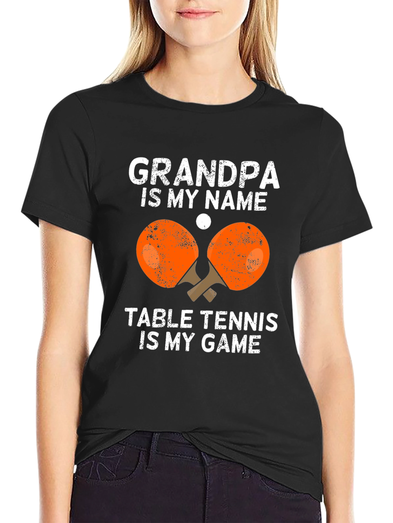 Black Grandpa Table Tennis T-Shirt Funny Graphic Tee view 2