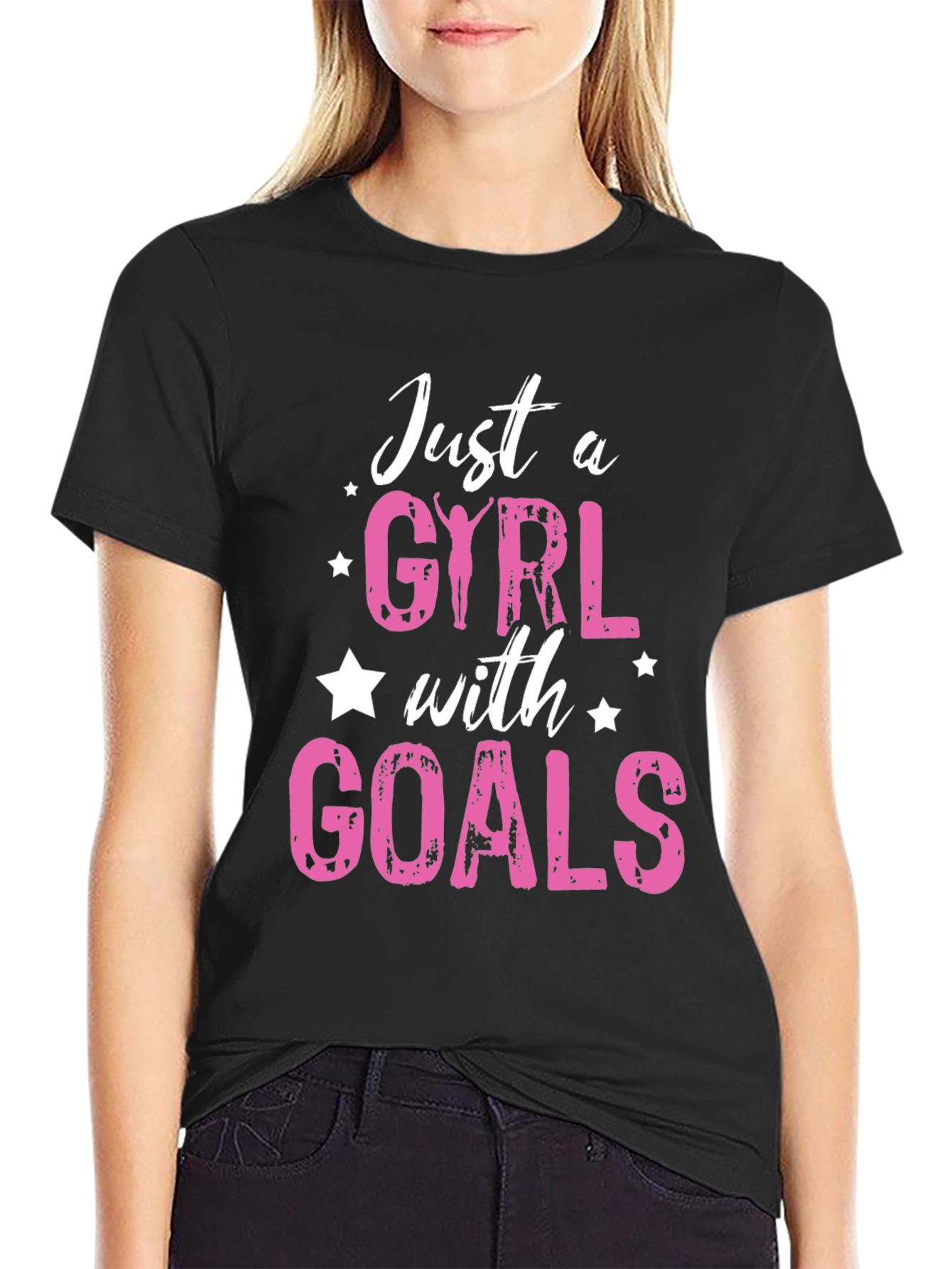Black Just a Girl with Goals T-Shirt view 2