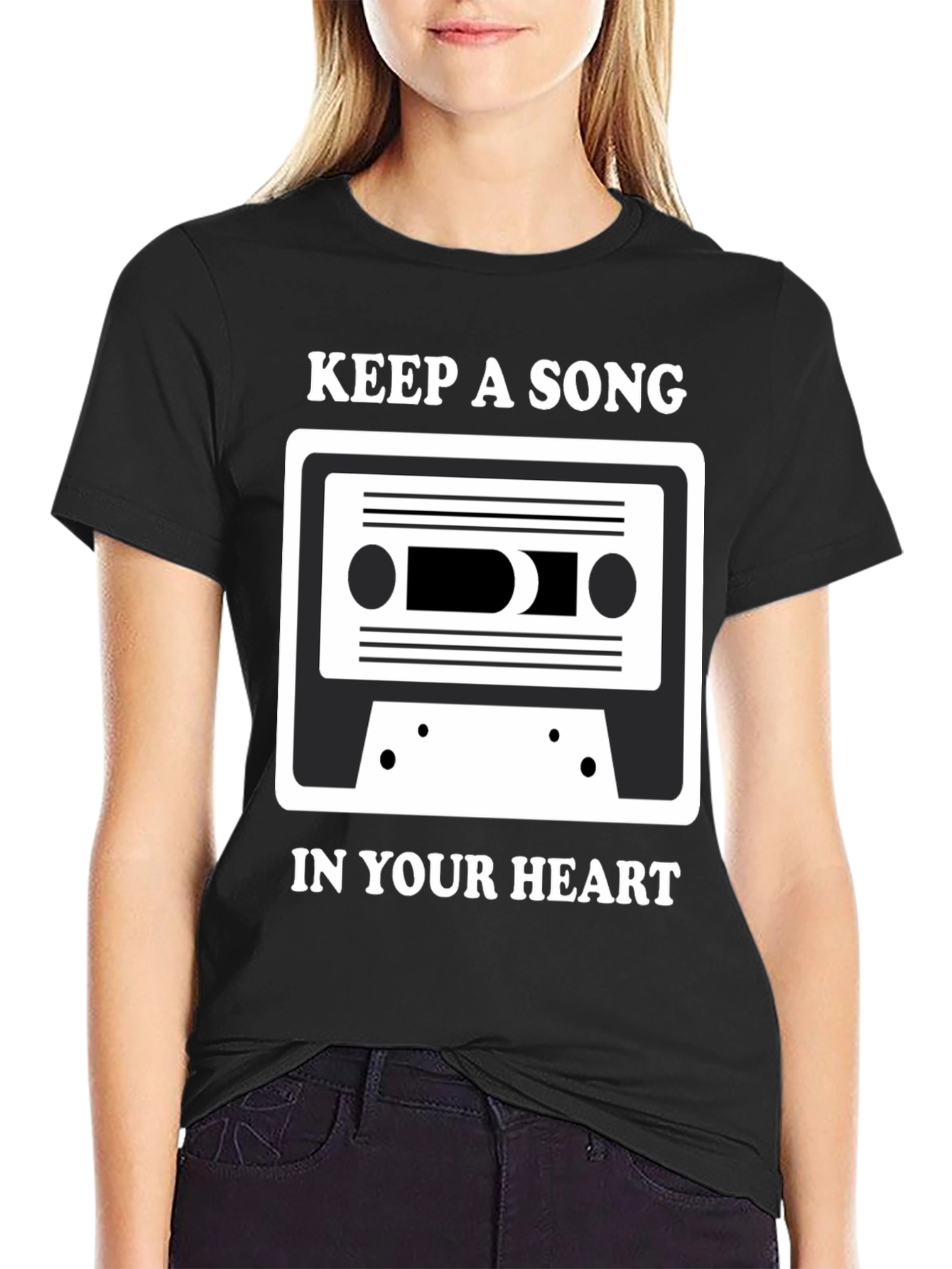 Black Keep A Song T-Shirt: Music Lover Tee view 2