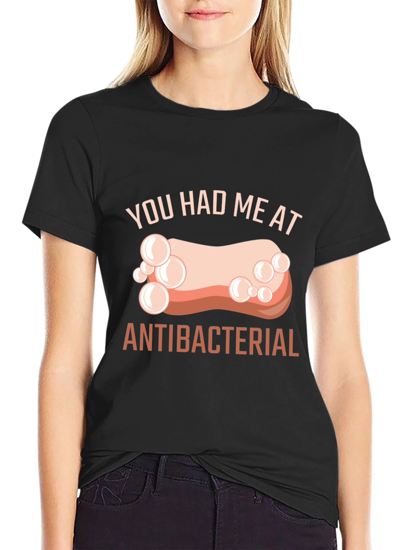 Black Antibacterial Soap Humor T-Shirt view 2