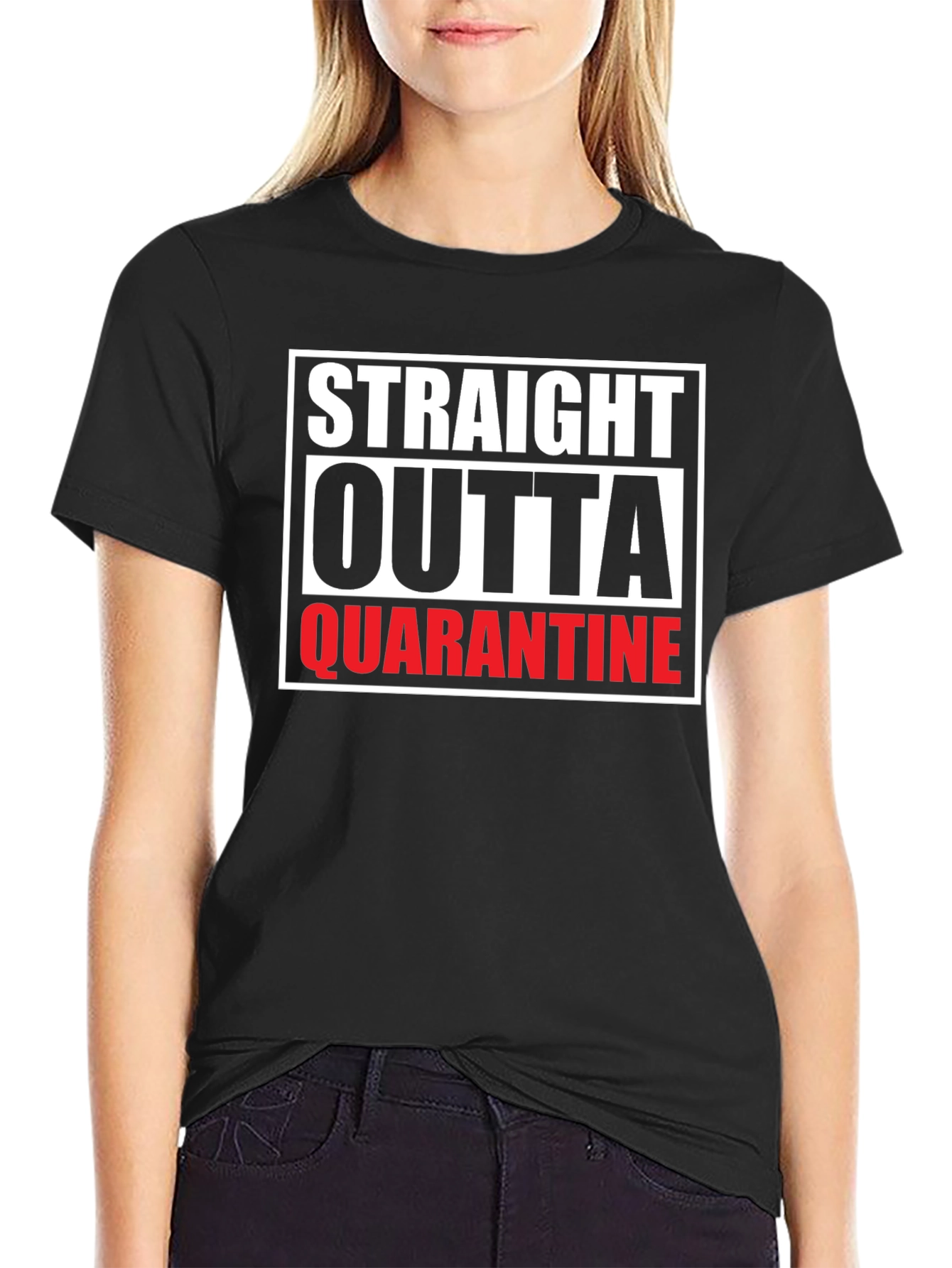 Black Straight Outta Quarantine Graphic T-Shirt view 2