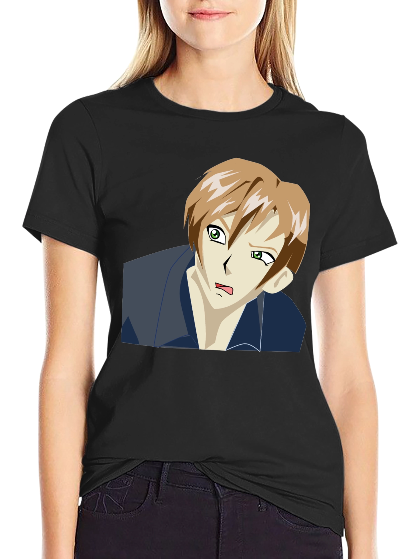 Black Anime Character T-Shirt - Classic Black Tee view 2