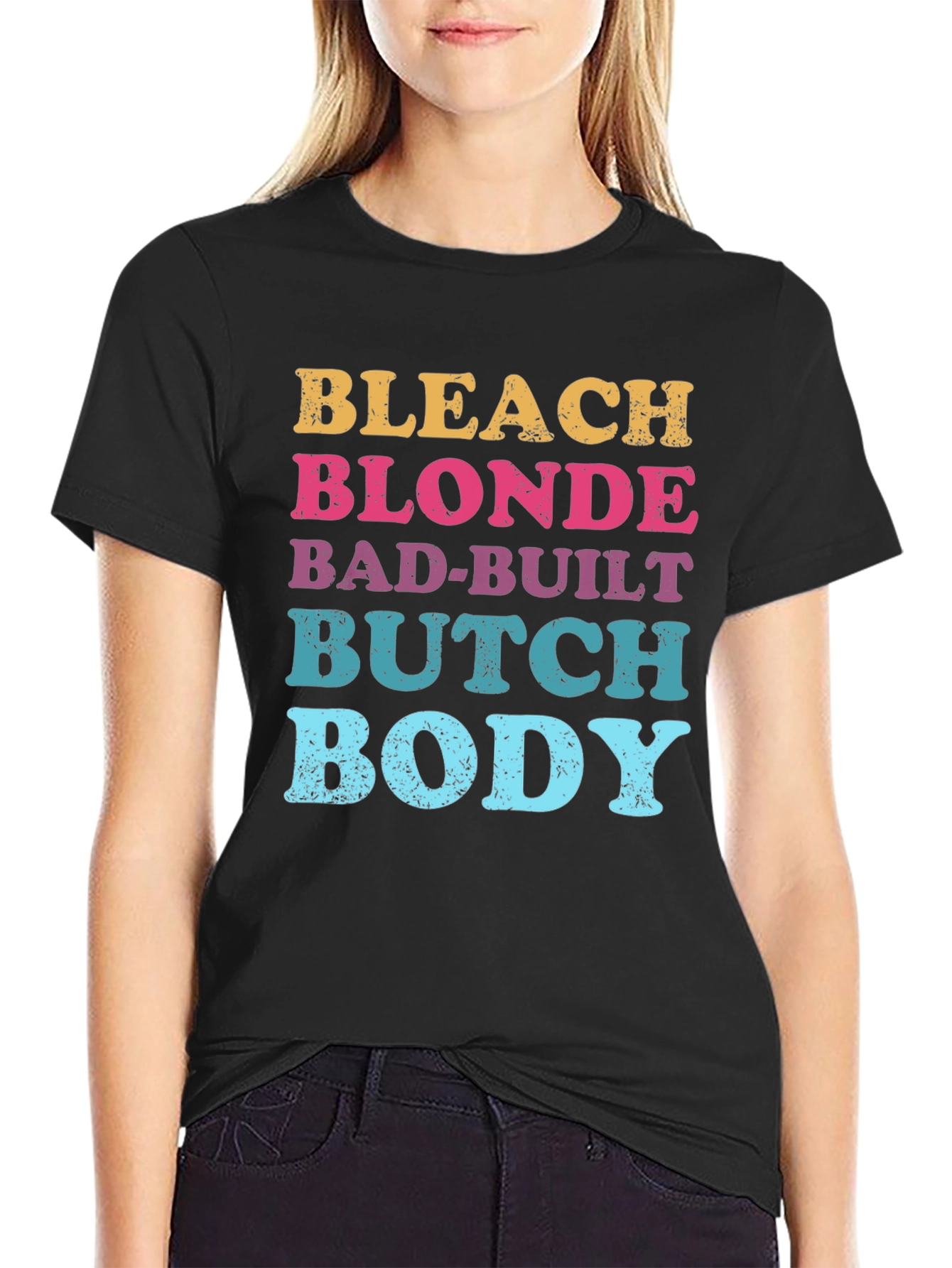 Black Bleach Blonde Bad-Built Butch Body Graphic Tee view 2