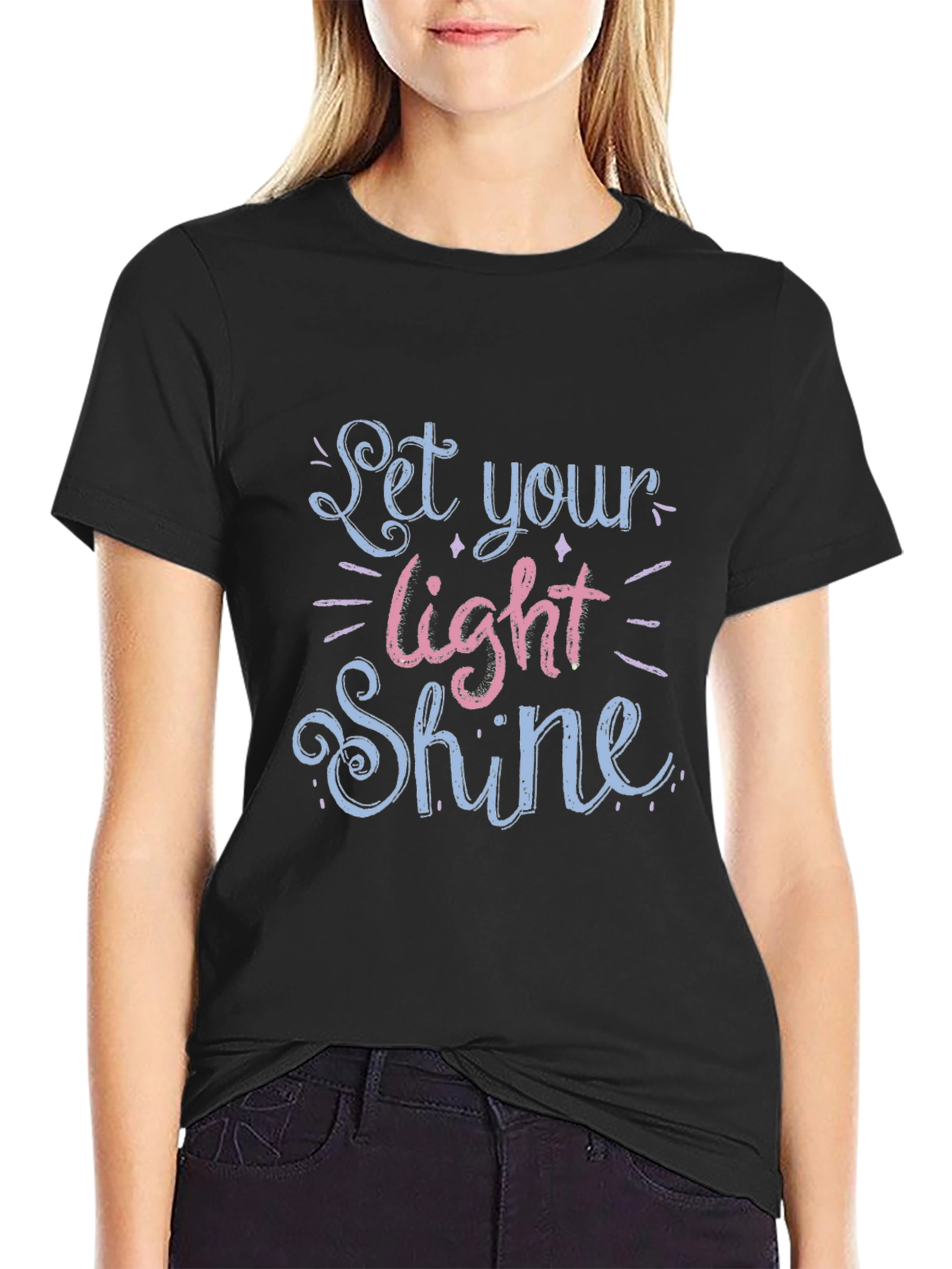 Black Let Your Light Shine Graphic Tee - Black view 2