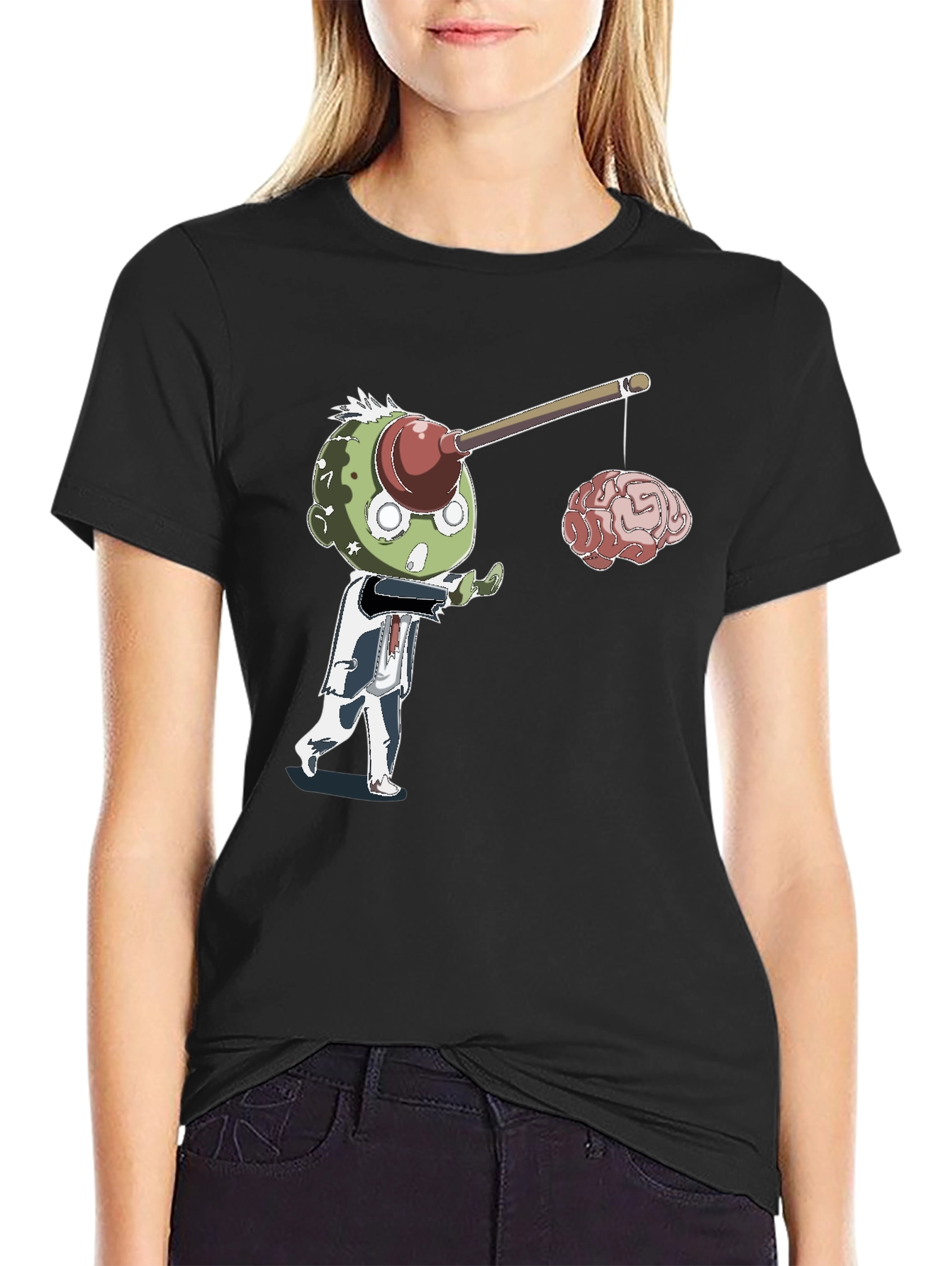 Black Zombie Brain Fishing T-Shirt view 2