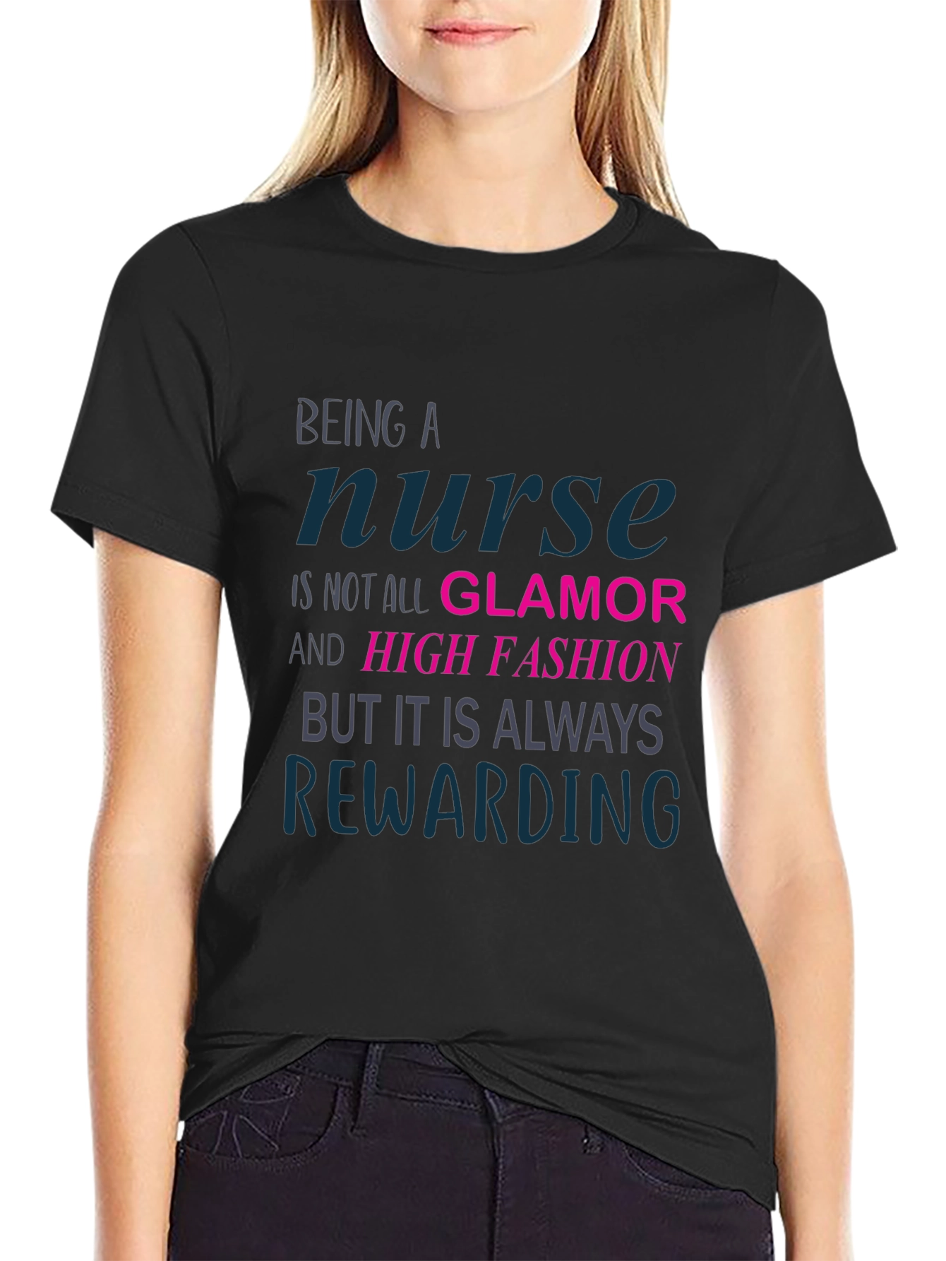 Black Nurse Glamor Graphic T-Shirt view 2