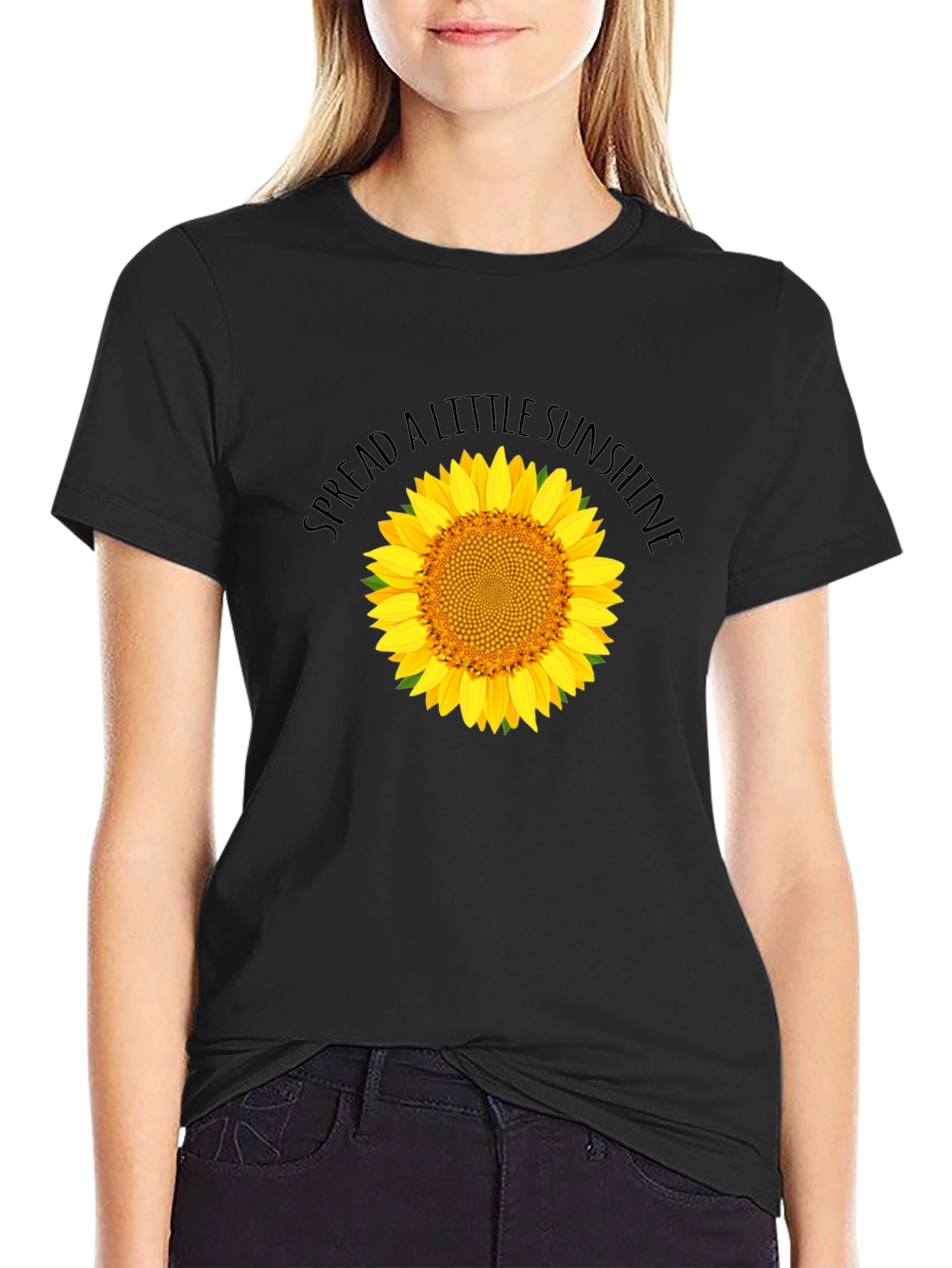 Black Spread Sunshine Black Sunflower Graphic T-Shirt view 2
