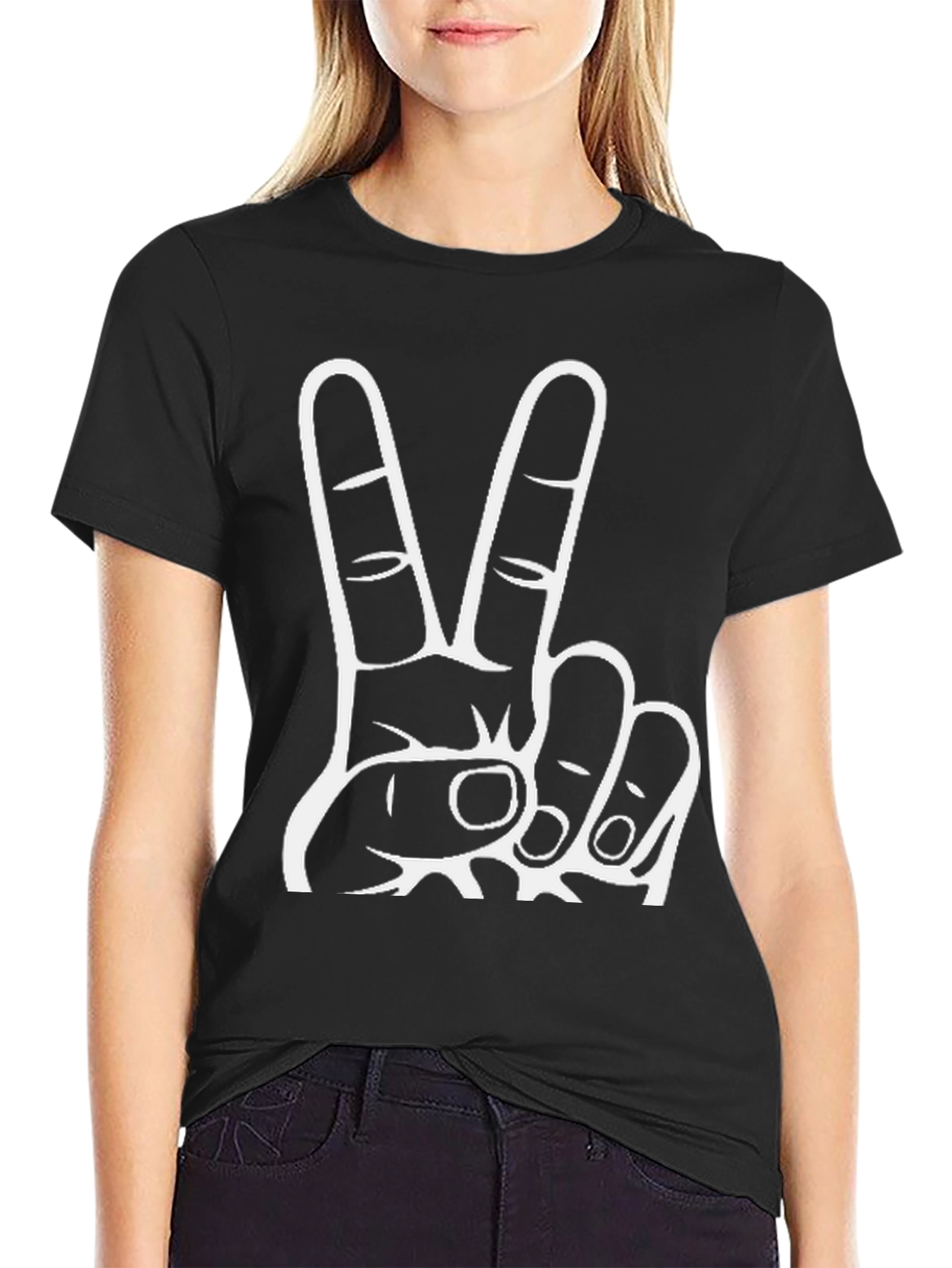 Black Peace Sign Black T-Shirt view 2