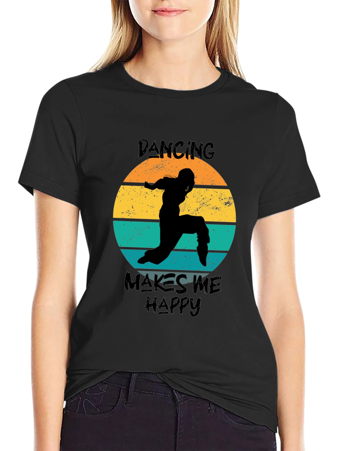 Black Dancing Makes Me Happy T-Shirt view 2