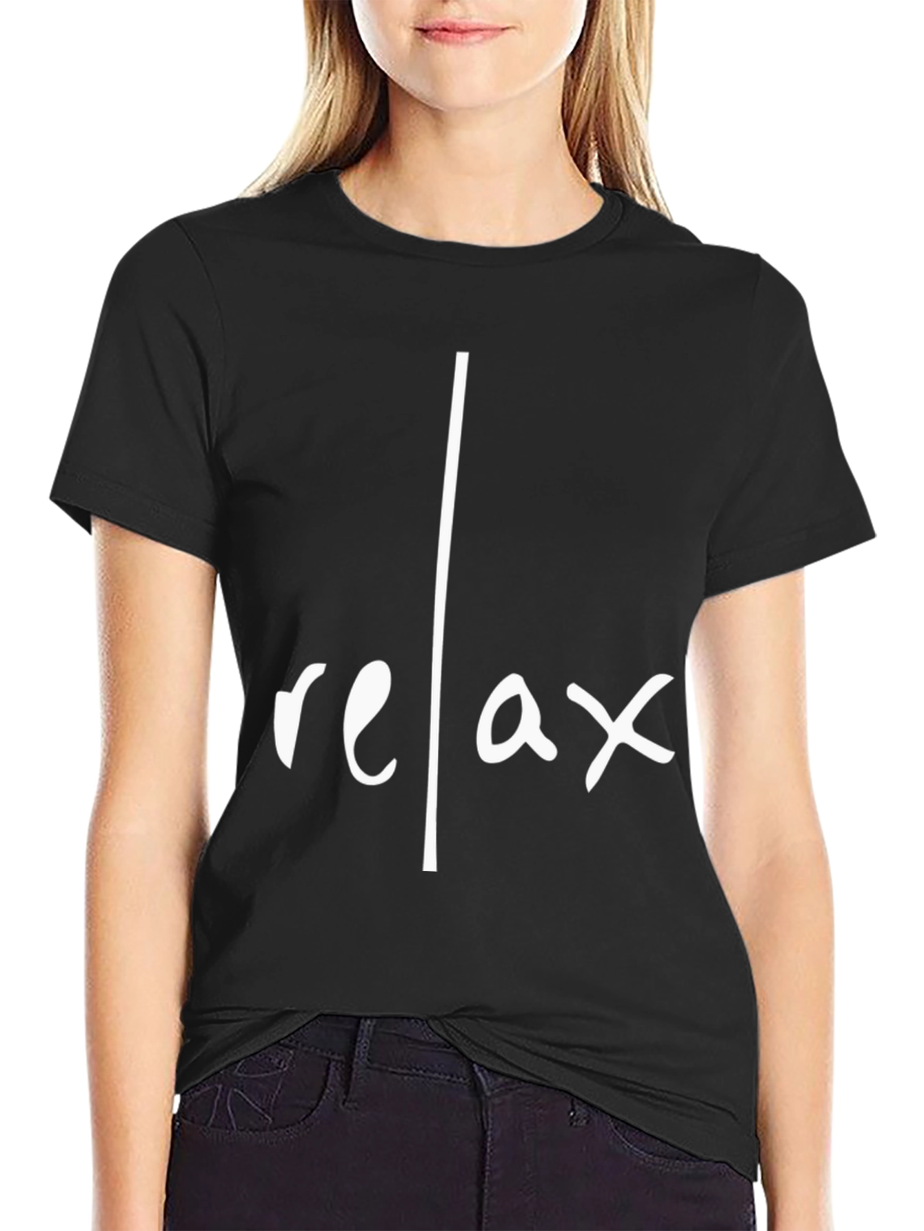Black Relax Graphic Tee - Black Cotton Casual Shirt view 2