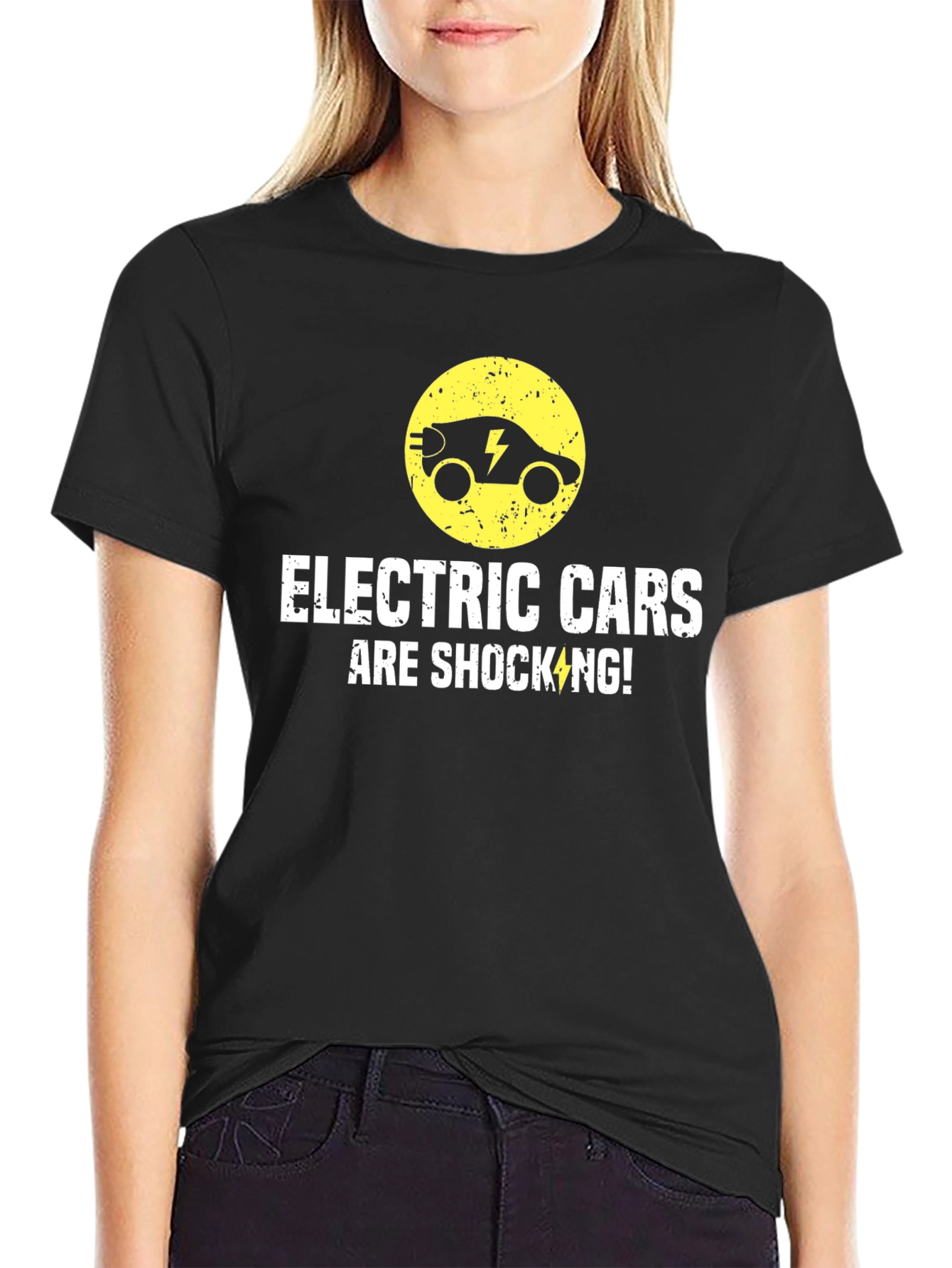 Black Electric Cars Are Shocking T-Shirt view 2