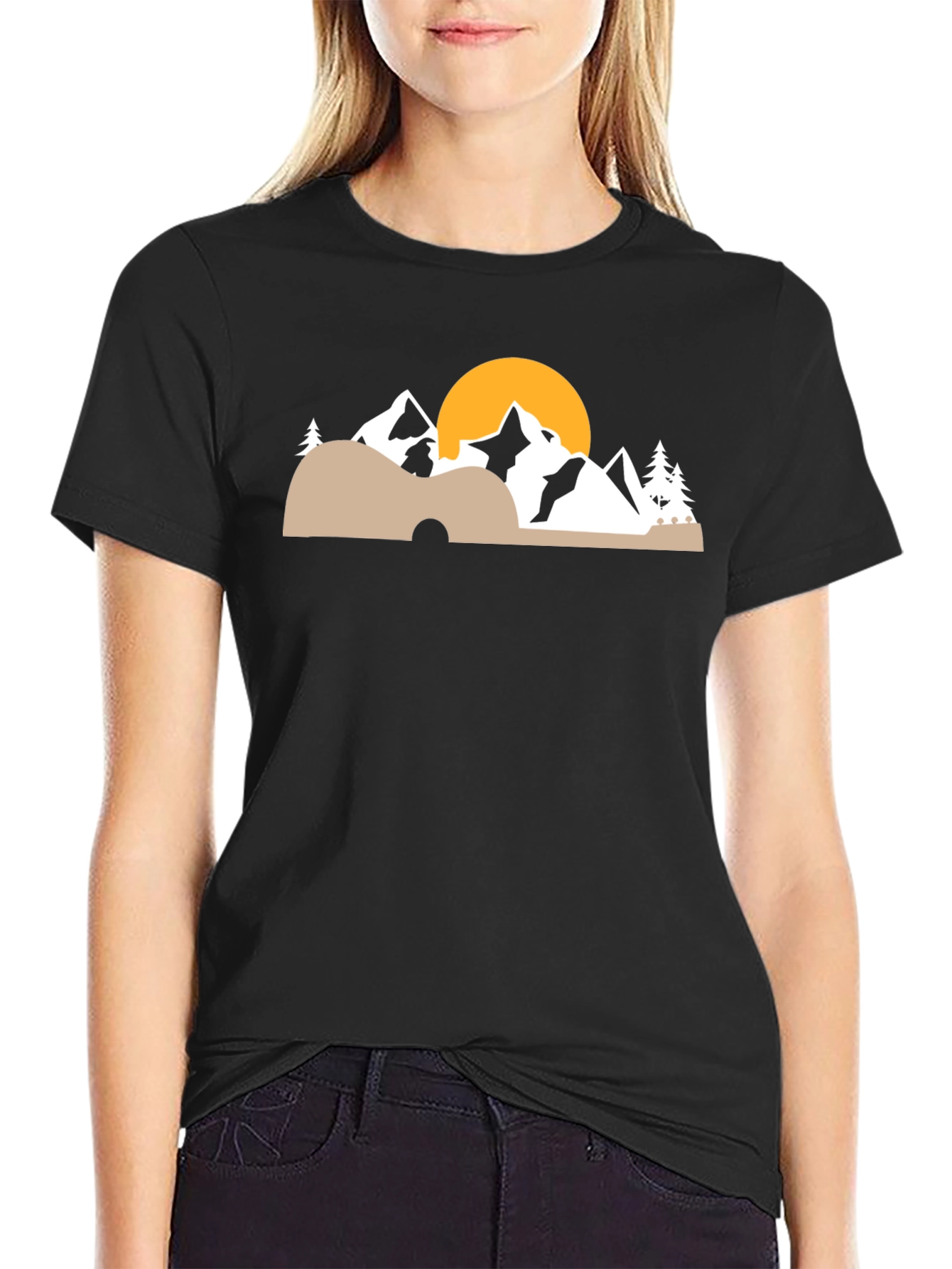 Black Mountain Sunset Graphic Tee - Nature Lover's T-Shirt view 2