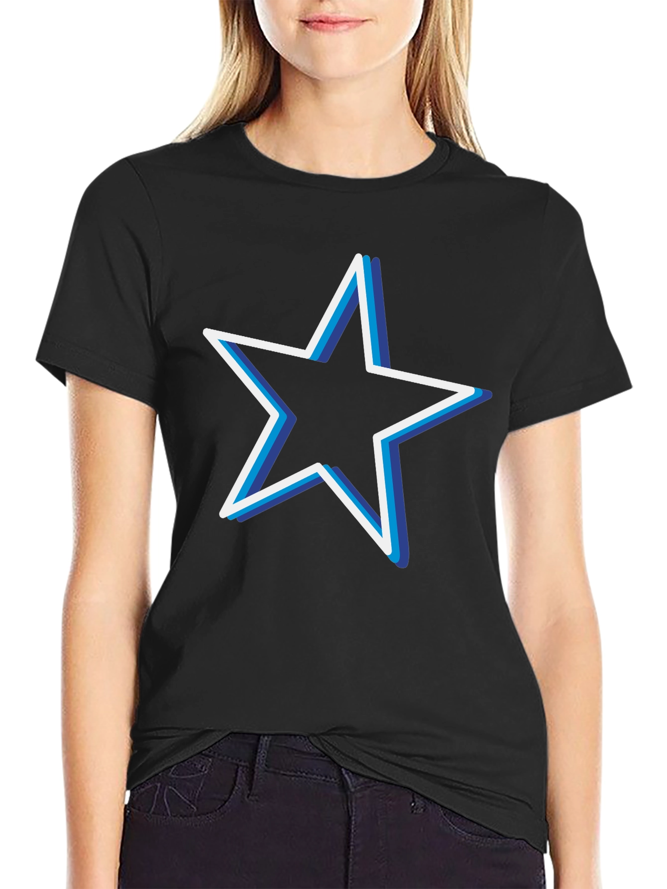Black Star Graphic Black T-Shirt Casual Menswear view 2