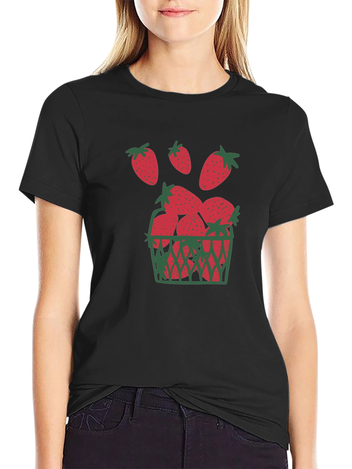 Strawberry Basket Graphic Tee - Unique Fruit Design T-Shirt - 2