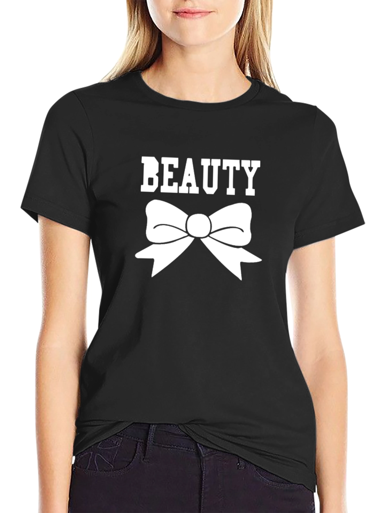 Black Beauty Bow T-Shirt - Stylish Graphic Tee view 2
