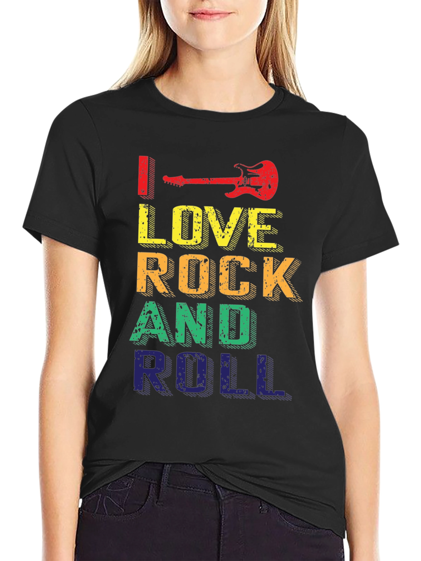 Black I Love Rock and Roll Graphic Tee view 2