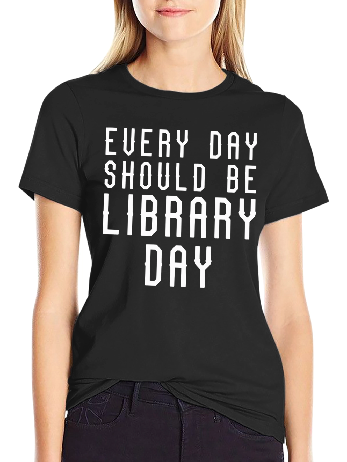 Black Every Day Library Day Graphic Tee view 2