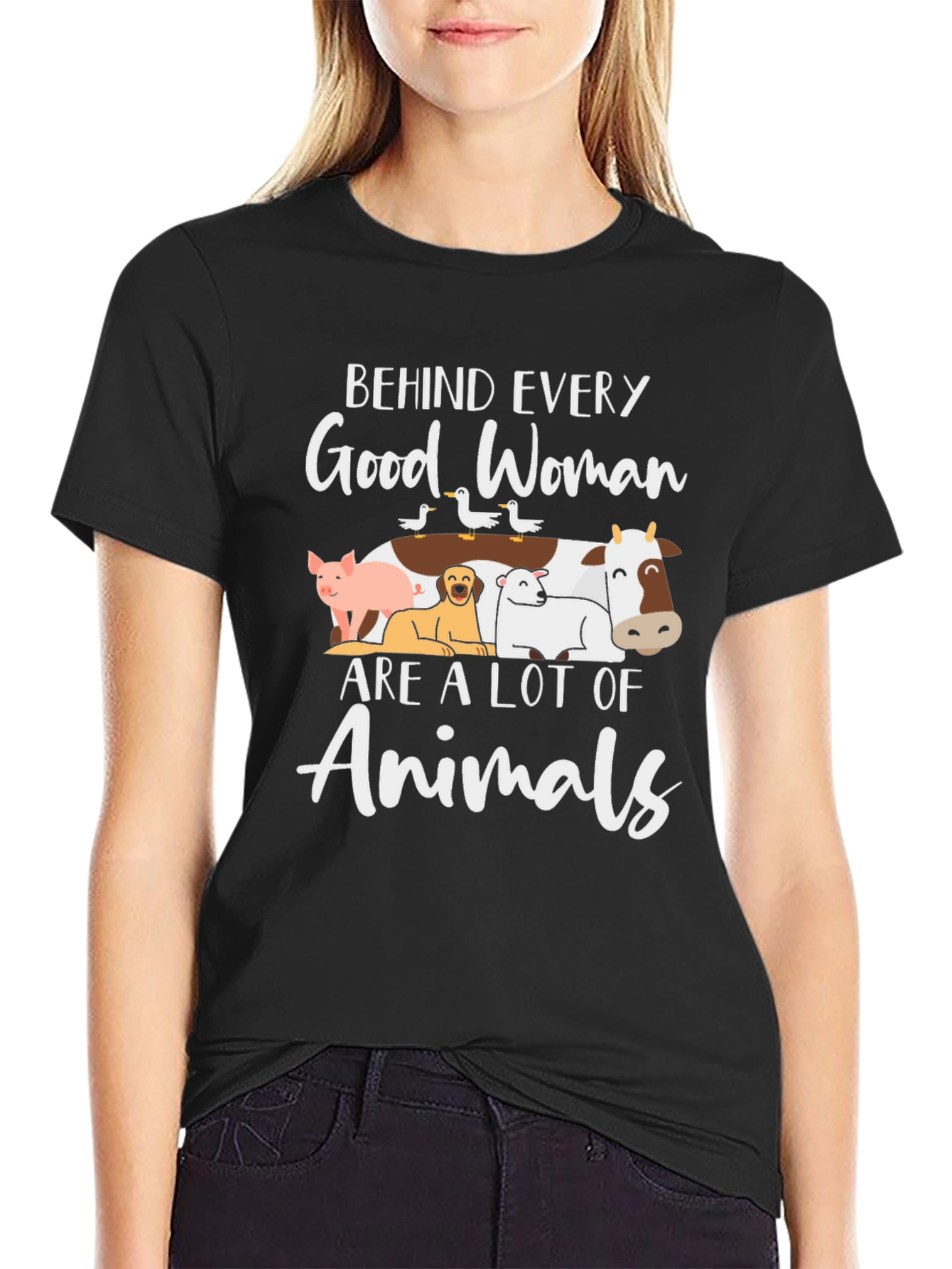 Black Behind Every Good Woman Animals T-Shirt view 2
