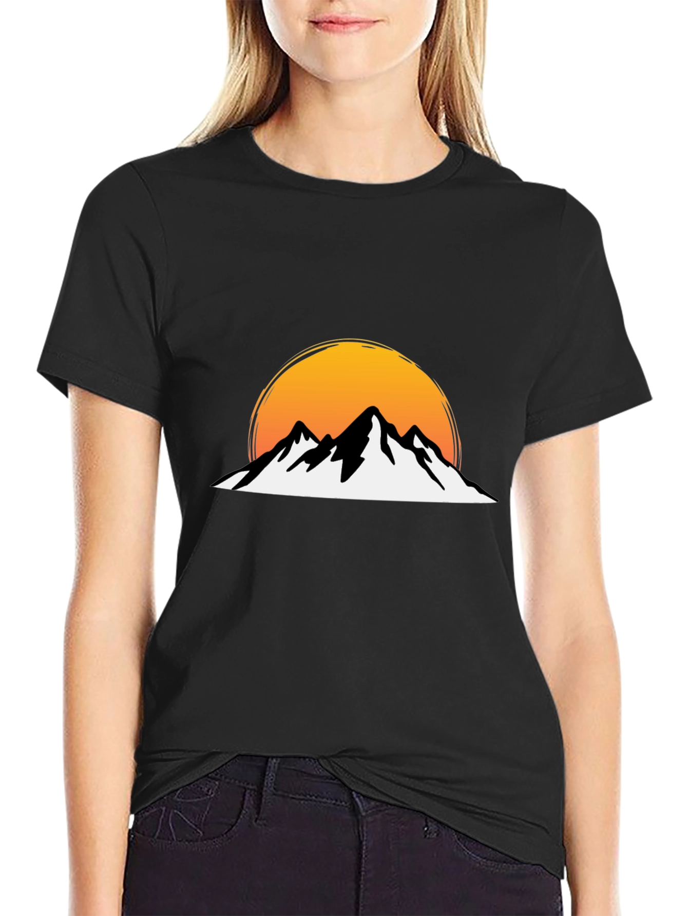 Black Mountain Sunset Graphic Tee - Black Cotton view 2