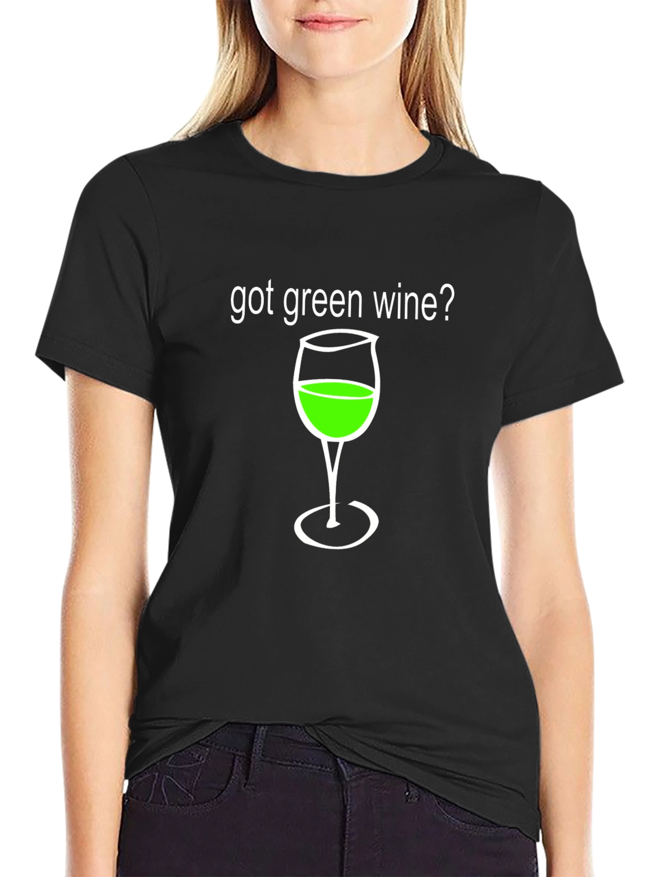Black Got Green Wine? Funny Graphic T-Shirt view 2