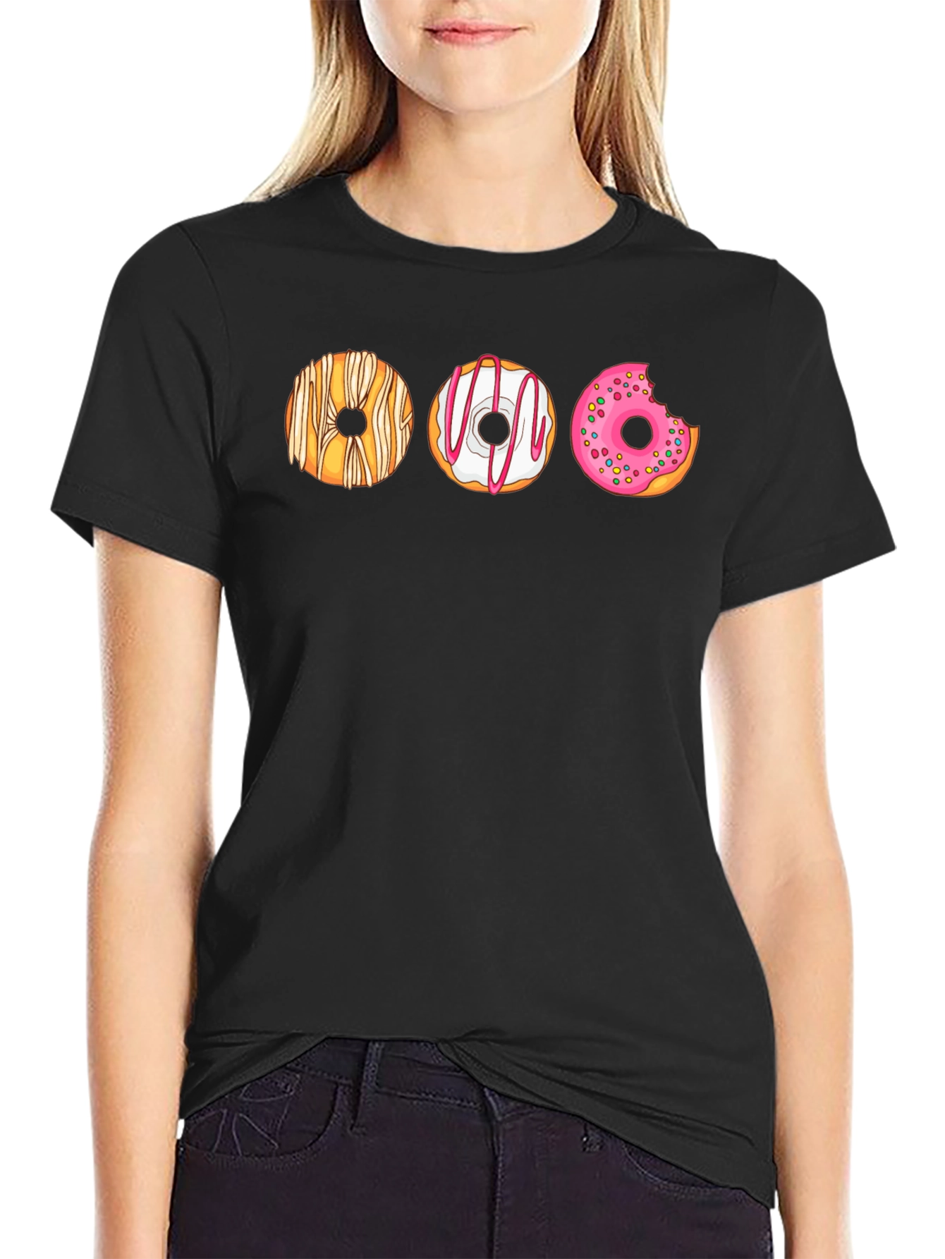 Black Donut Graphic T-Shirt - Sweet Tooth Fashion view 2