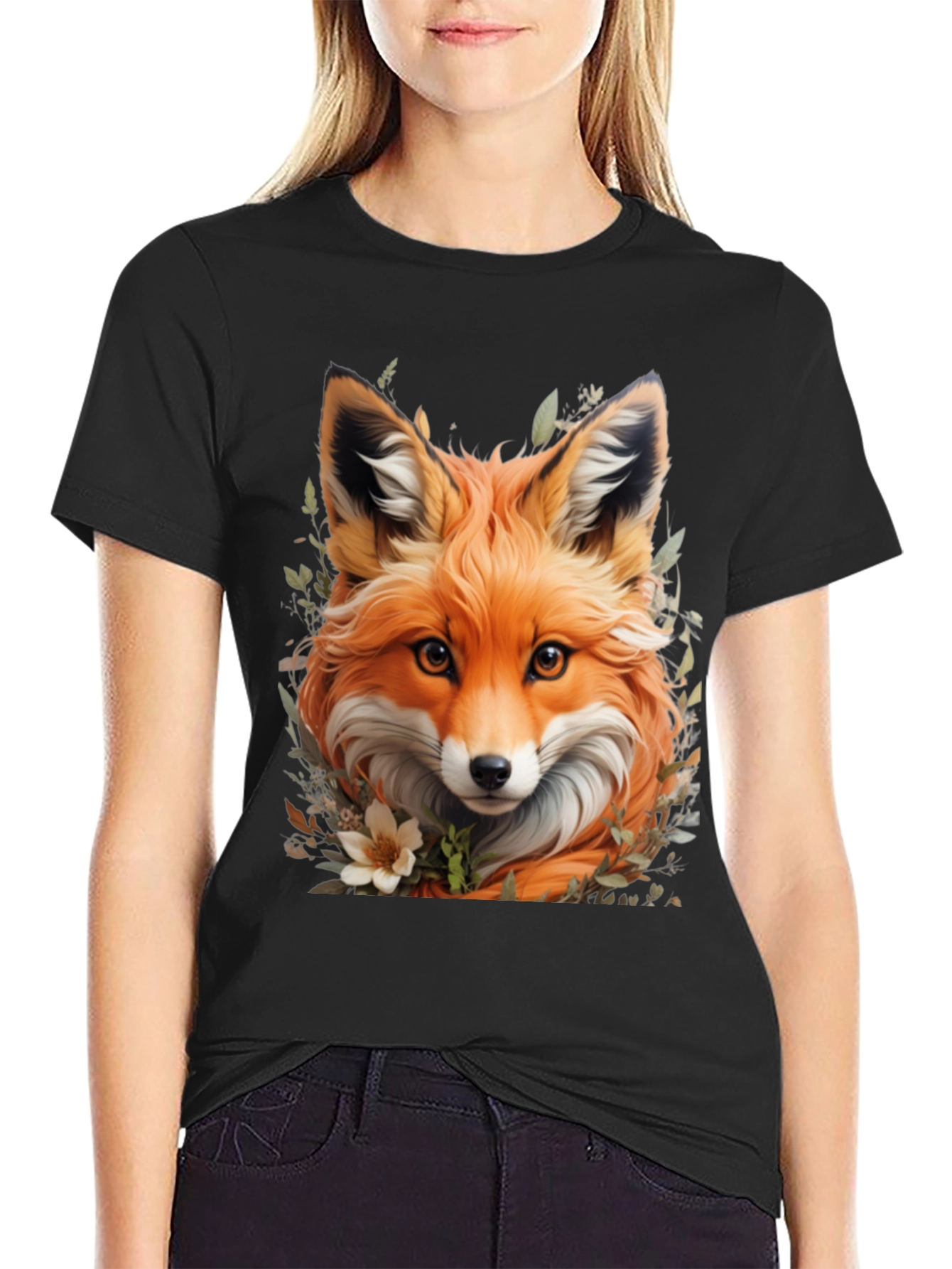 Black Fox Graphic Tee - Stylish Animal Print Shirt view 2