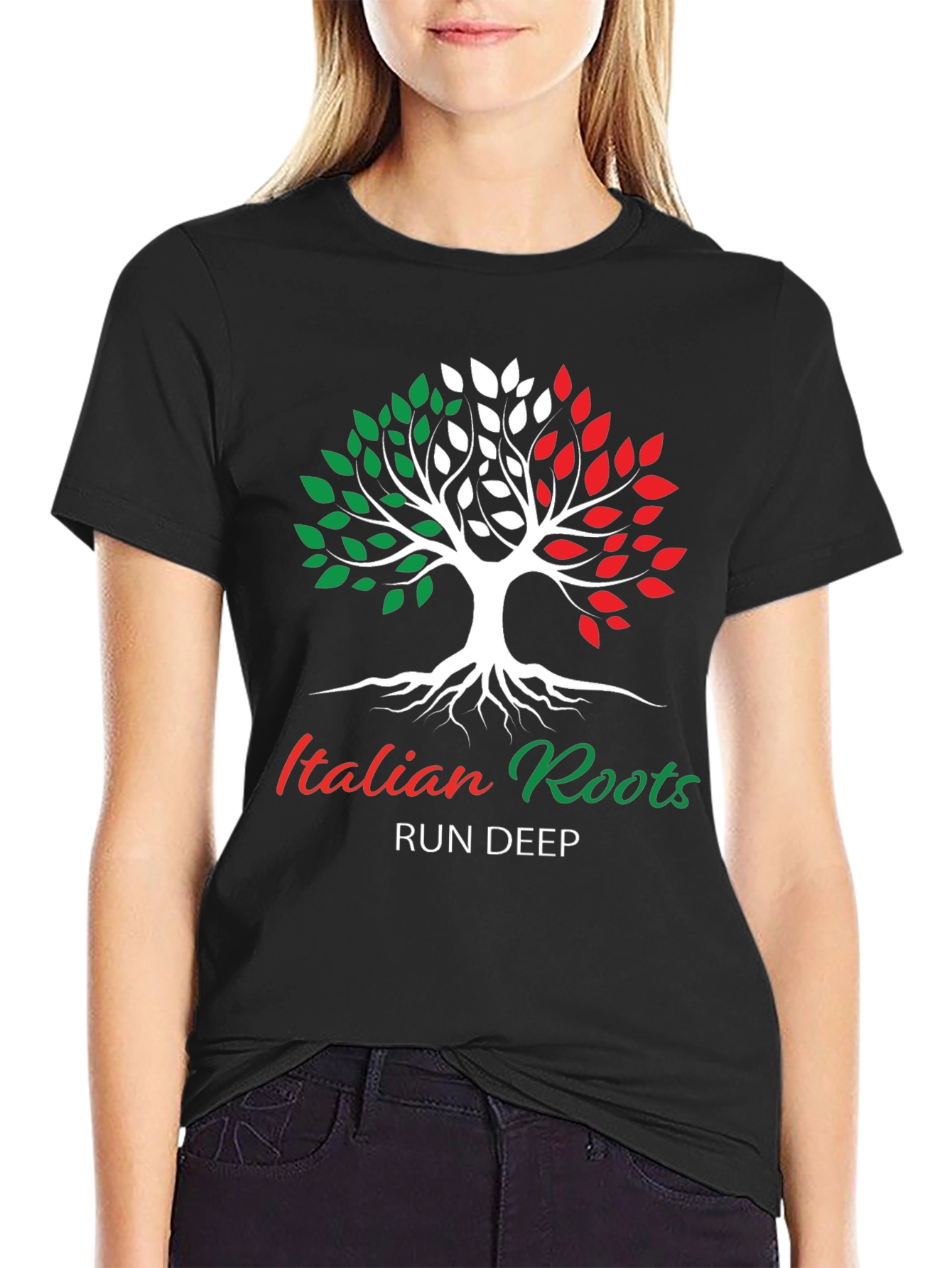 Black Italian Roots Run Deep T-Shirt view 2
