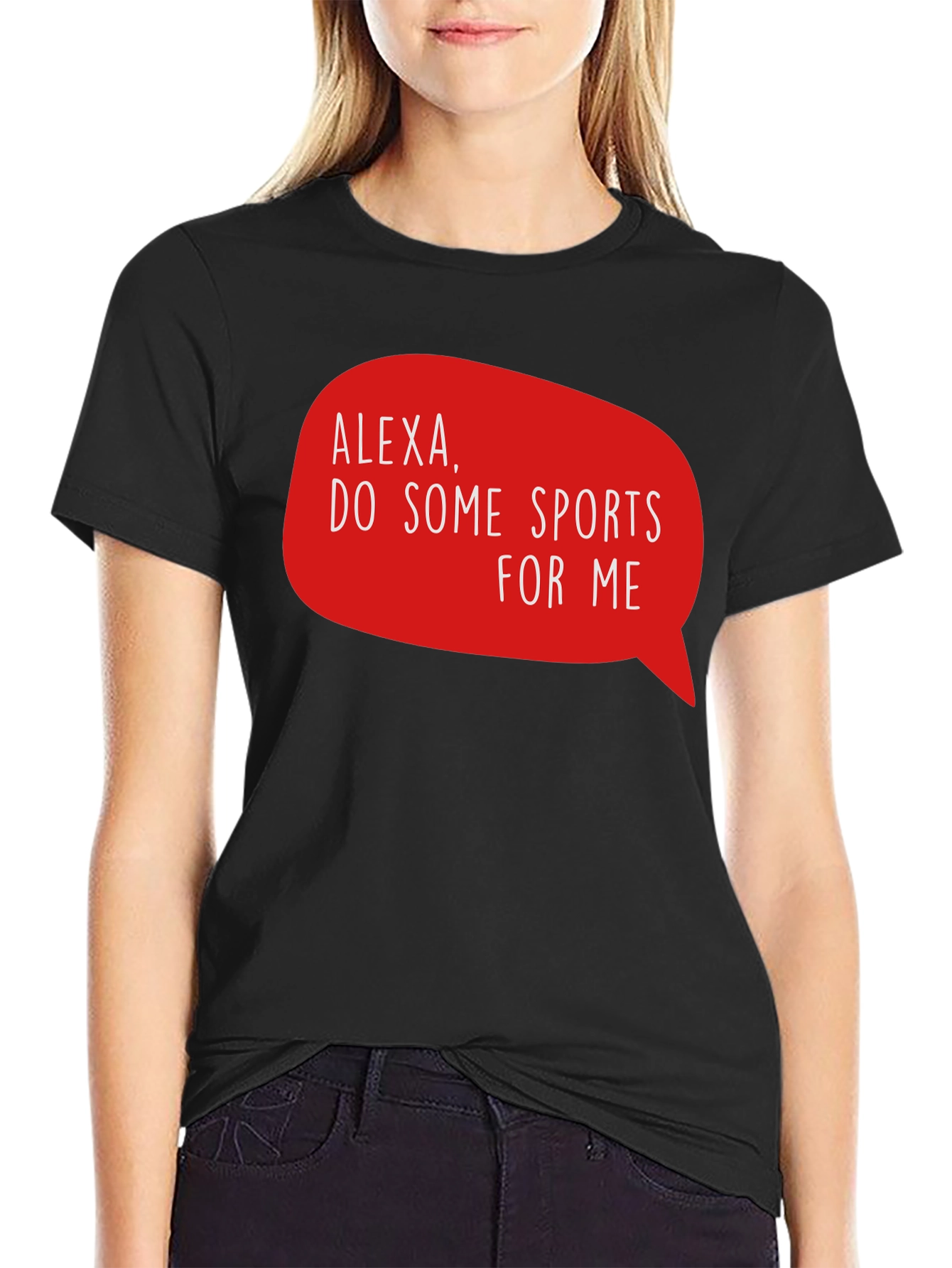 Black Alexa Do Some Sports T-Shirt - Funny Graphic Tee view 2
