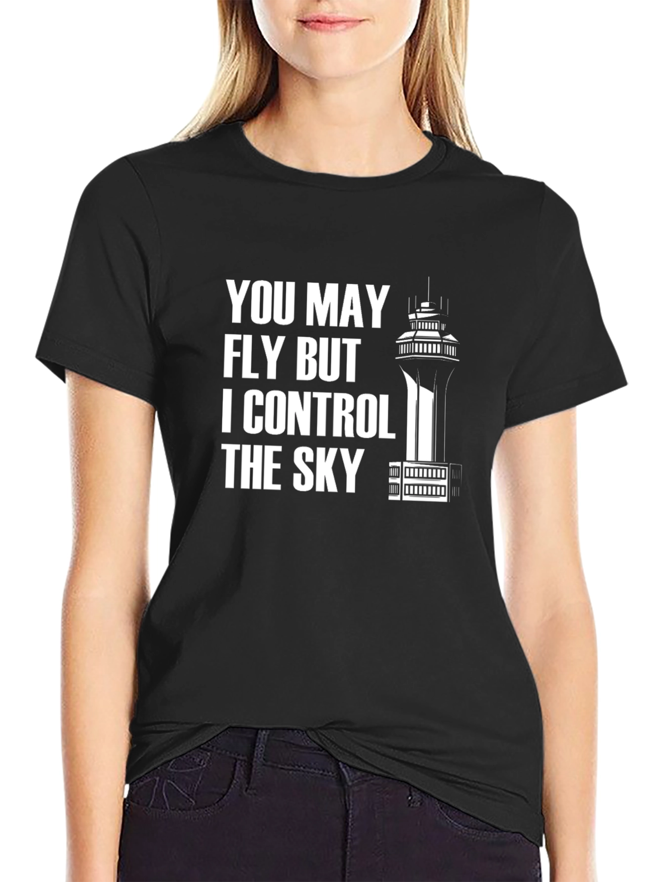 Black Air Traffic Controller T-Shirt - Control The Sky Tee view 2