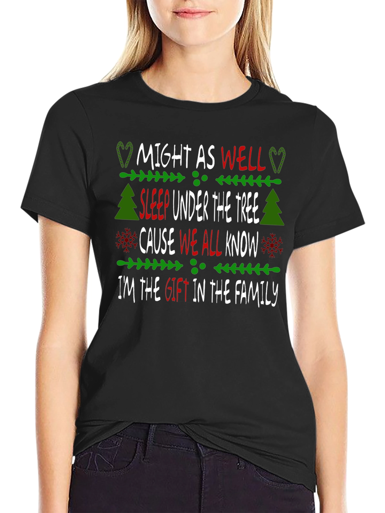 Black Funny Christmas Gift T-Shirt view 2
