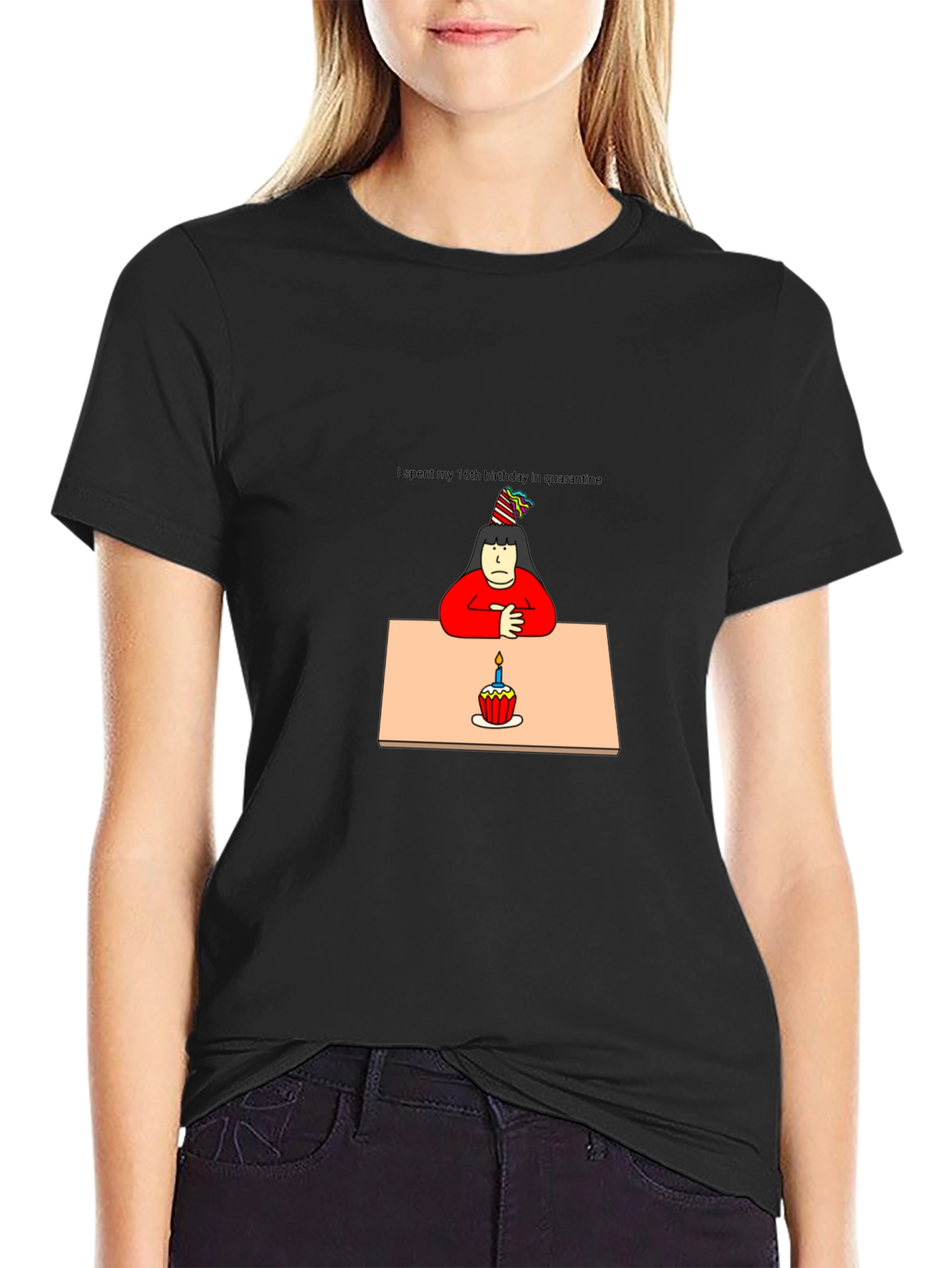 Black Quarantine Birthday T-Shirt - Unisex Black Tee view 2