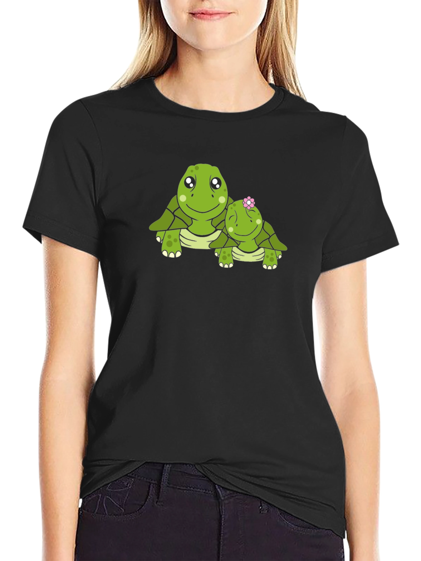 Black Turtle Mom & Baby Black Graphic Tee view 2