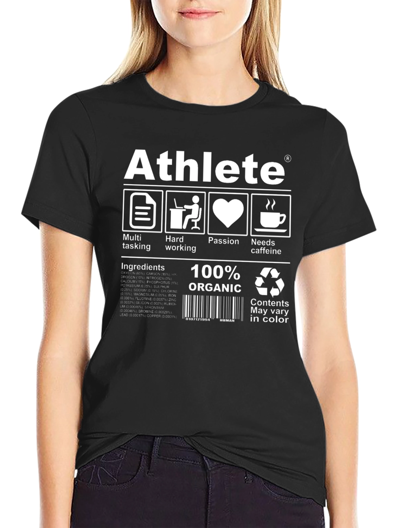 Black Athlete Ingredients T-Shirt - Funny Workout Tee view 2