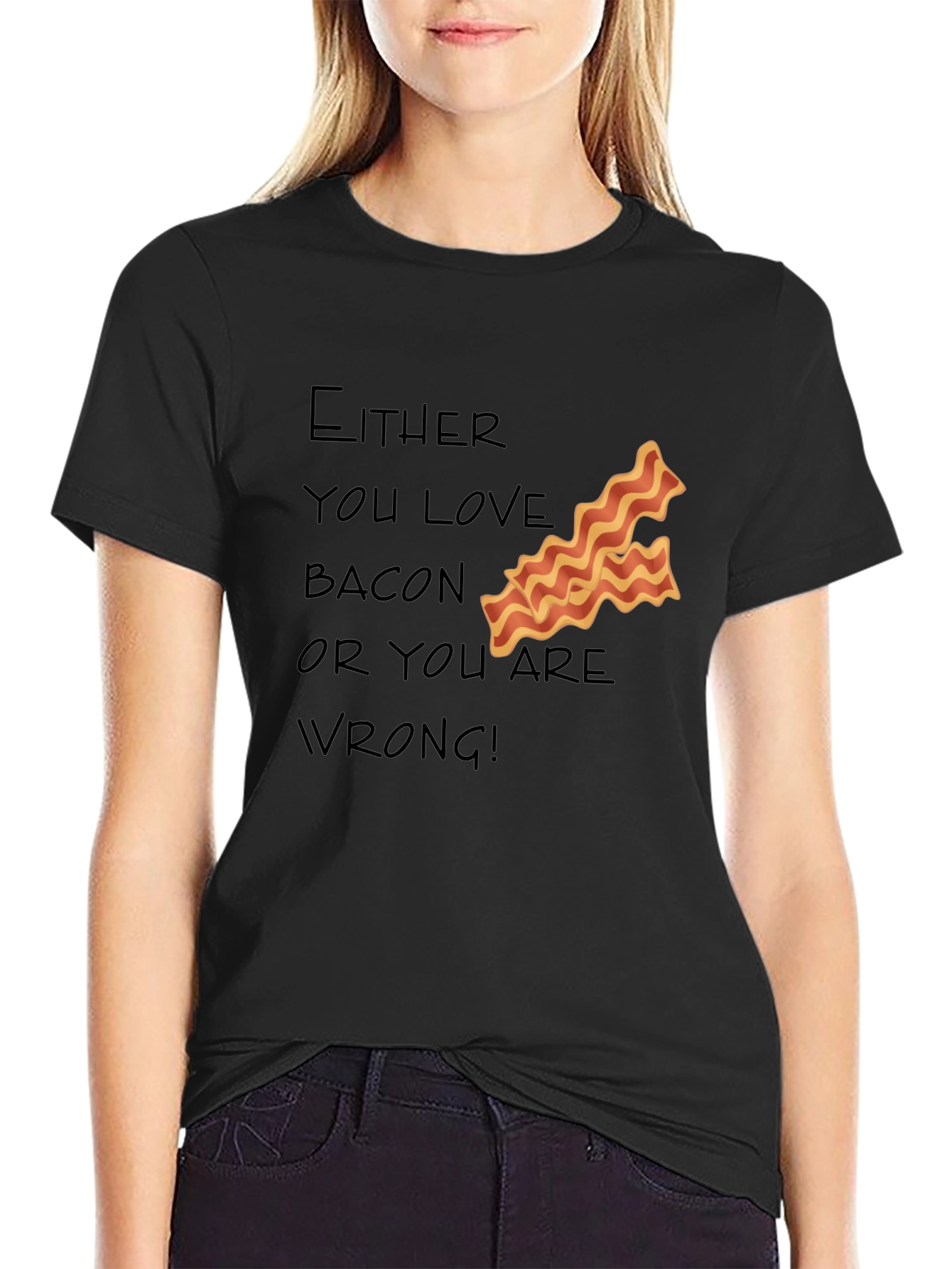 Black Bacon Lover T-Shirt - Funny Foodie Tee view 2