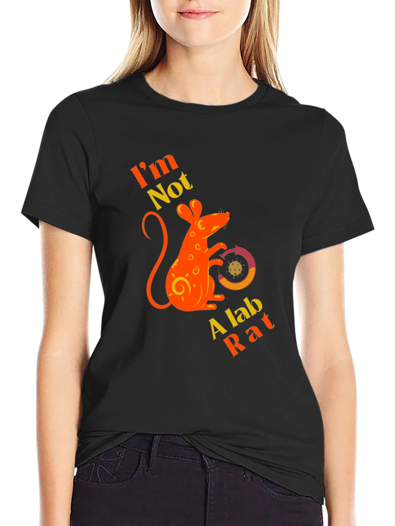Black I'm Not A Lab Rat Graphic T-Shirt view 2
