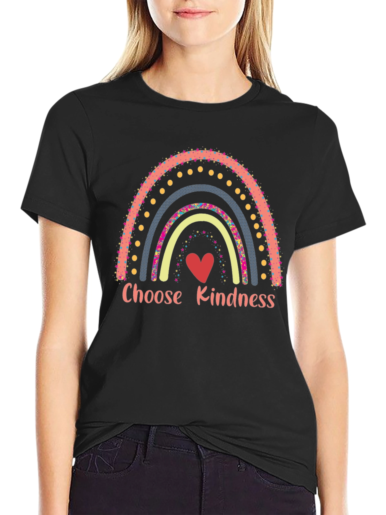 Black Choose Kindness Rainbow T-Shirt view 2