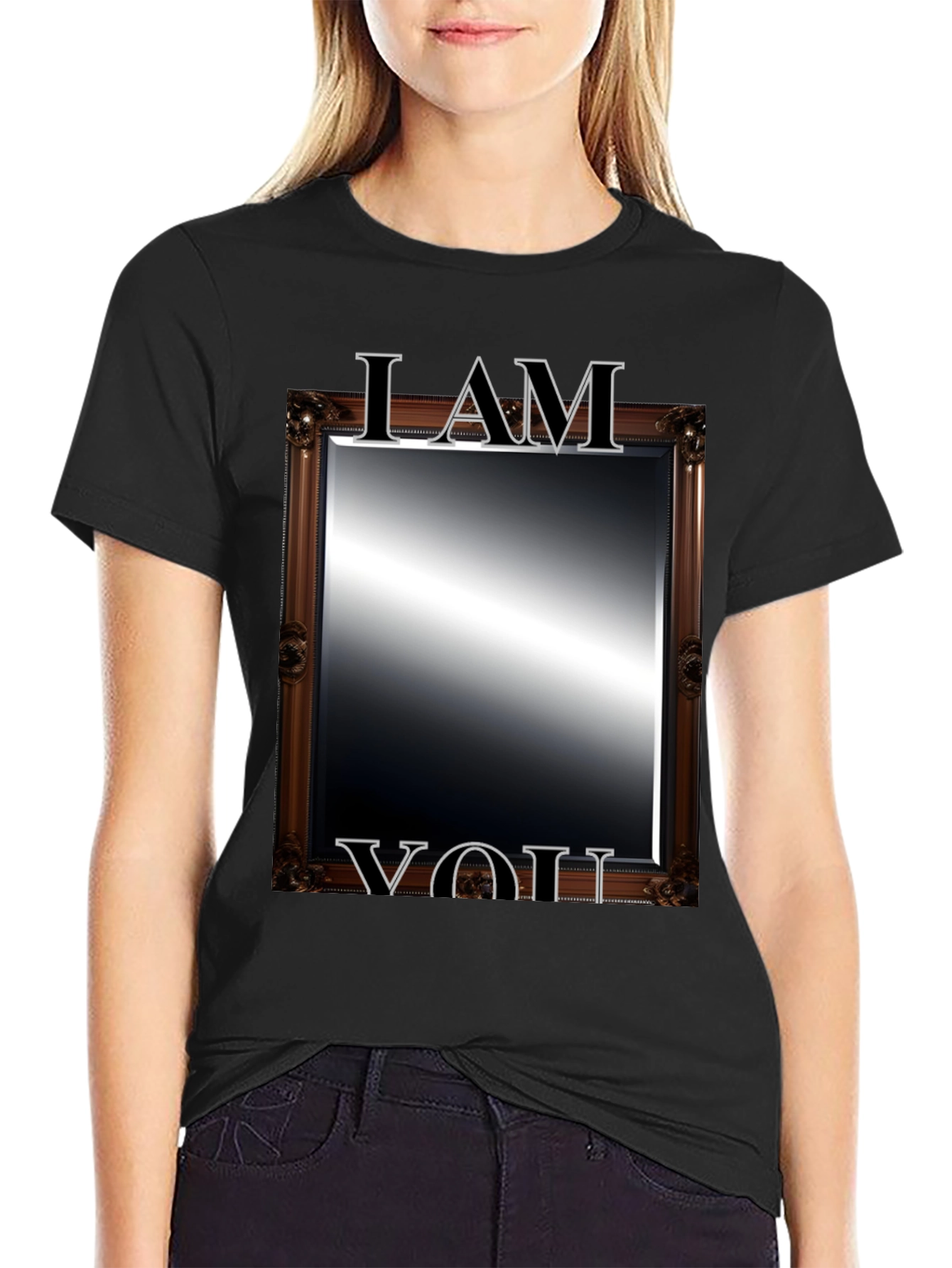 Black I AM YOU Mirror T-Shirt view 2