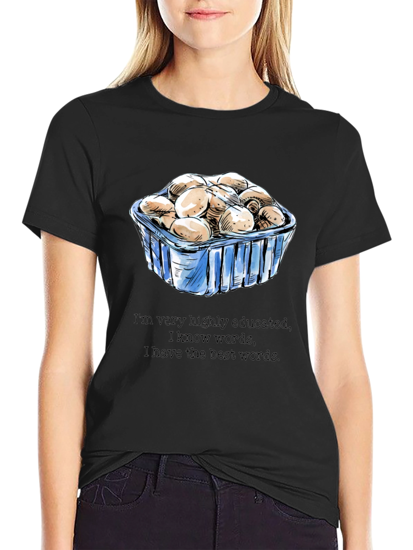 Black Mushroom Lover T-Shirt - Funny, Educated Design view 2