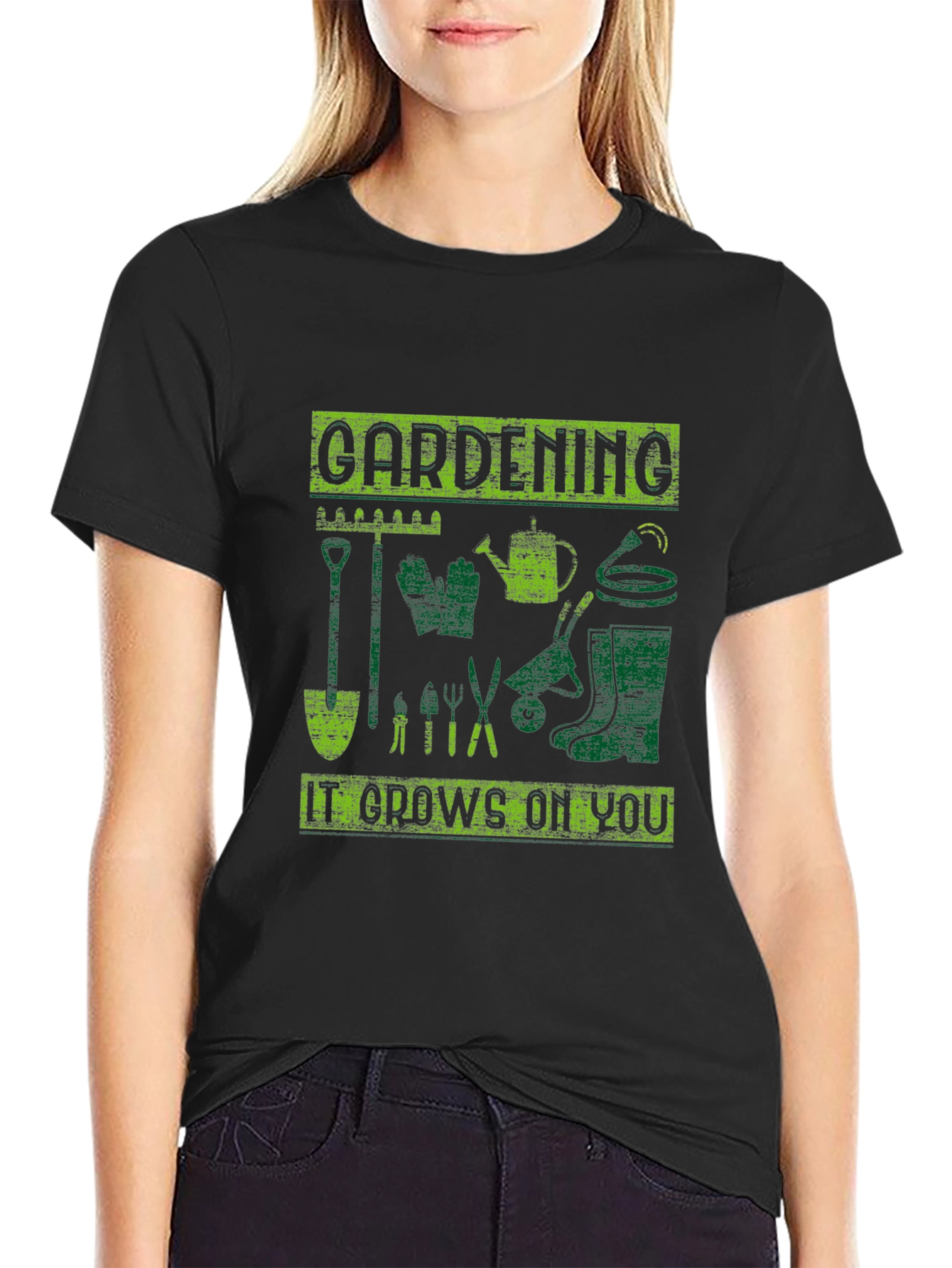 Black Gardening It Grows On You Black T-Shirt view 2
