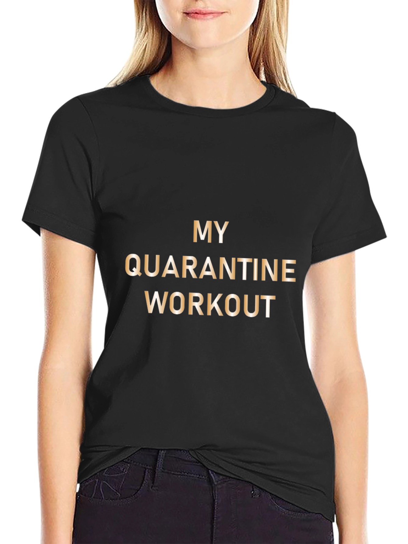 Black Quarantine Workout T-Shirt view 2