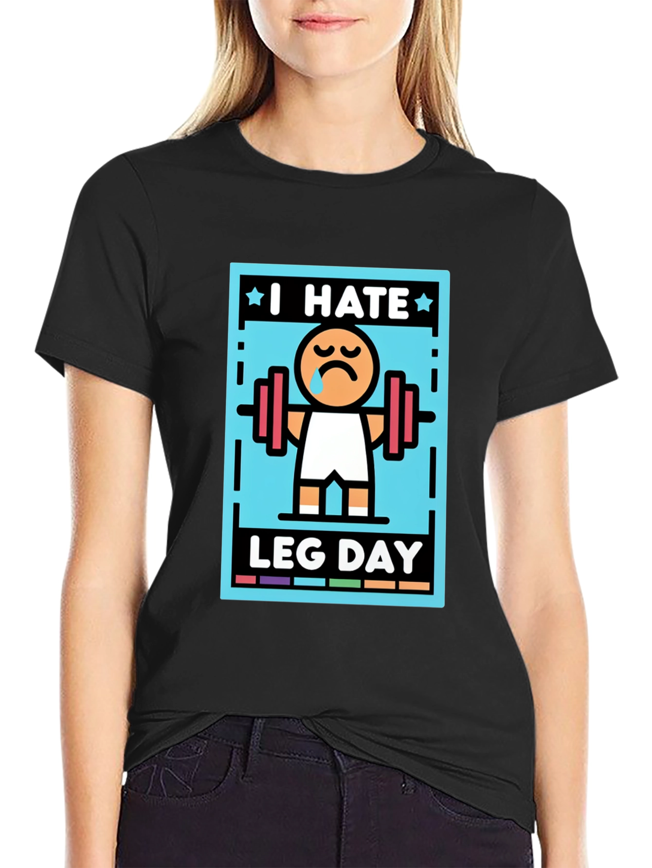 Black I Hate Leg Day T-Shirt - Funny Workout Tee view 2
