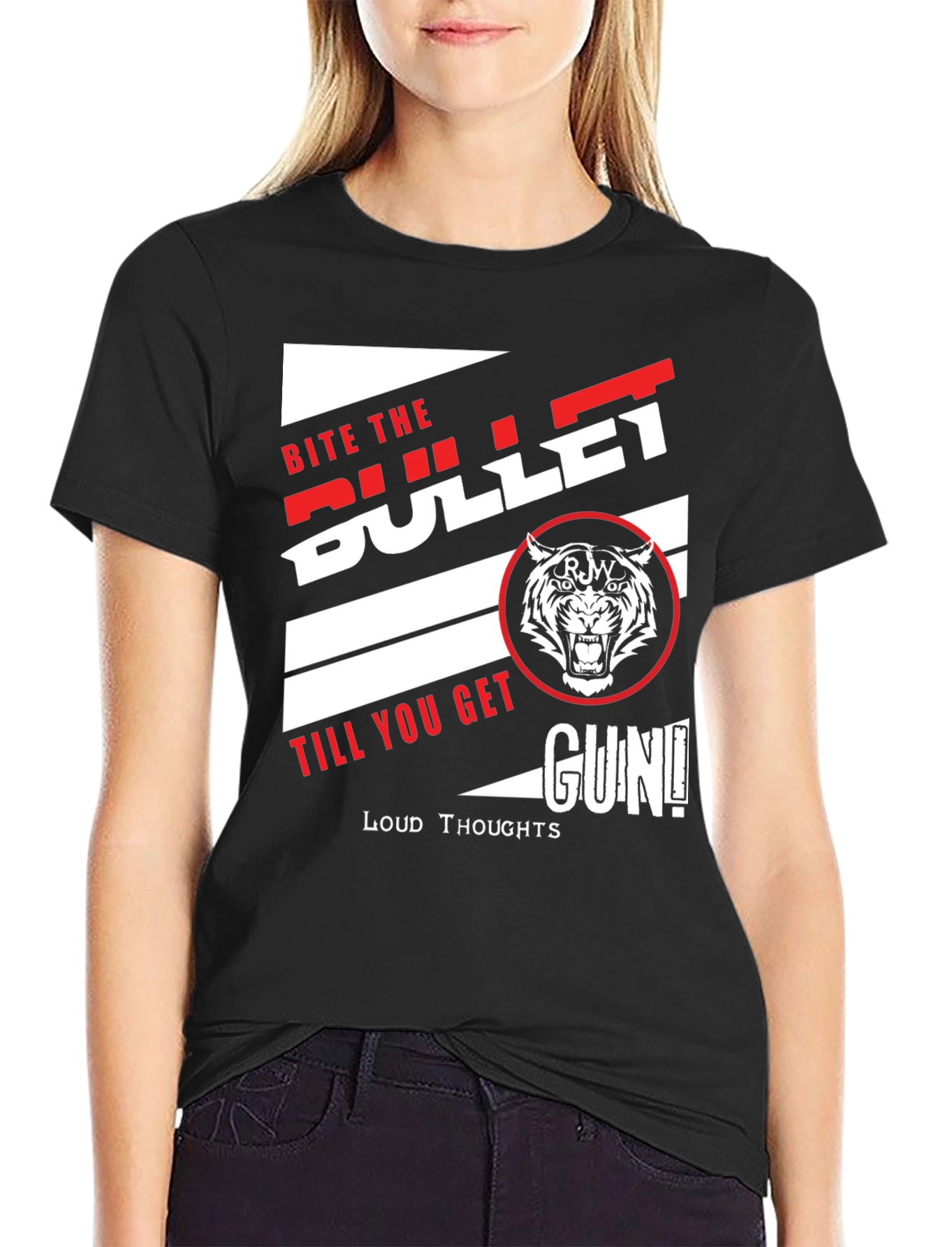 Black Bite the Bullet Graphic Print T-Shirt view 2
