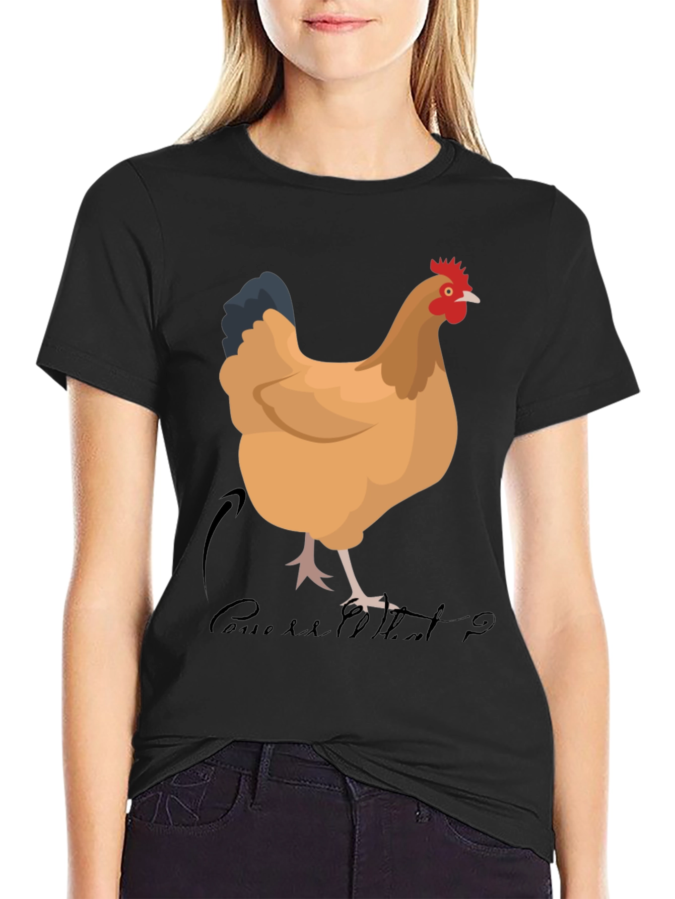 Black Funny Chicken T-Shirt - Guess What? view 2