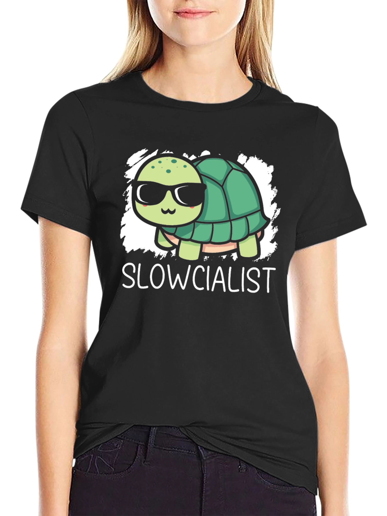 Black Slowcialist Turtle Graphic T-Shirt view 2